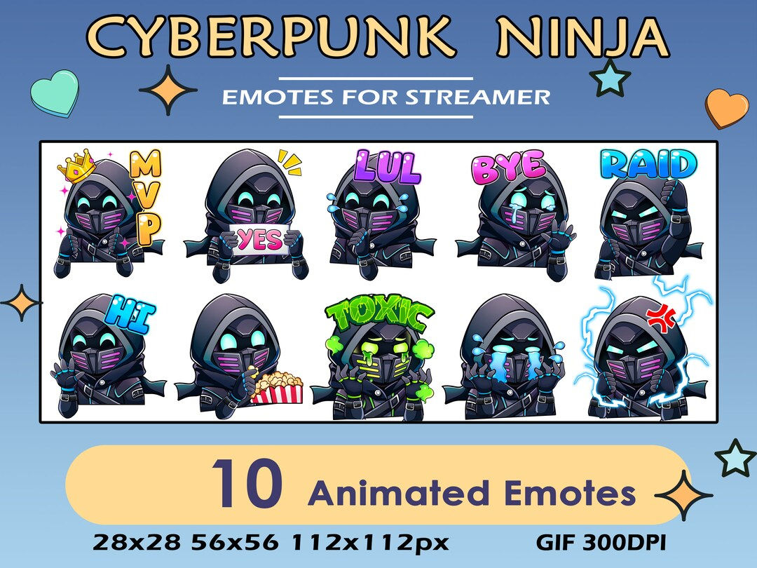 Wallpaper #bQN7ZJMBpyOg8YnE99dE28 10x Animated Ninja Cyberpunk Twitch Pack Emotes Animated Emotes for