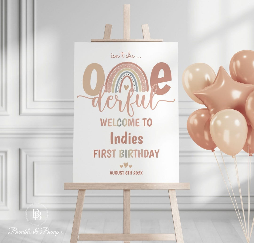 Wallpaper #PDHeNZMB5zzyi_yYylio45 Boho Rainbow 1st Birthday Welcome Sign Isnt She Onederful First