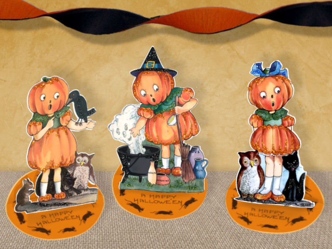 Wallpaper #ITHVNZMB5zzyi_yYzVif167 Vintage Halloween Pop Up Card Pumpkin Head Girl Fold Out Card Whitney