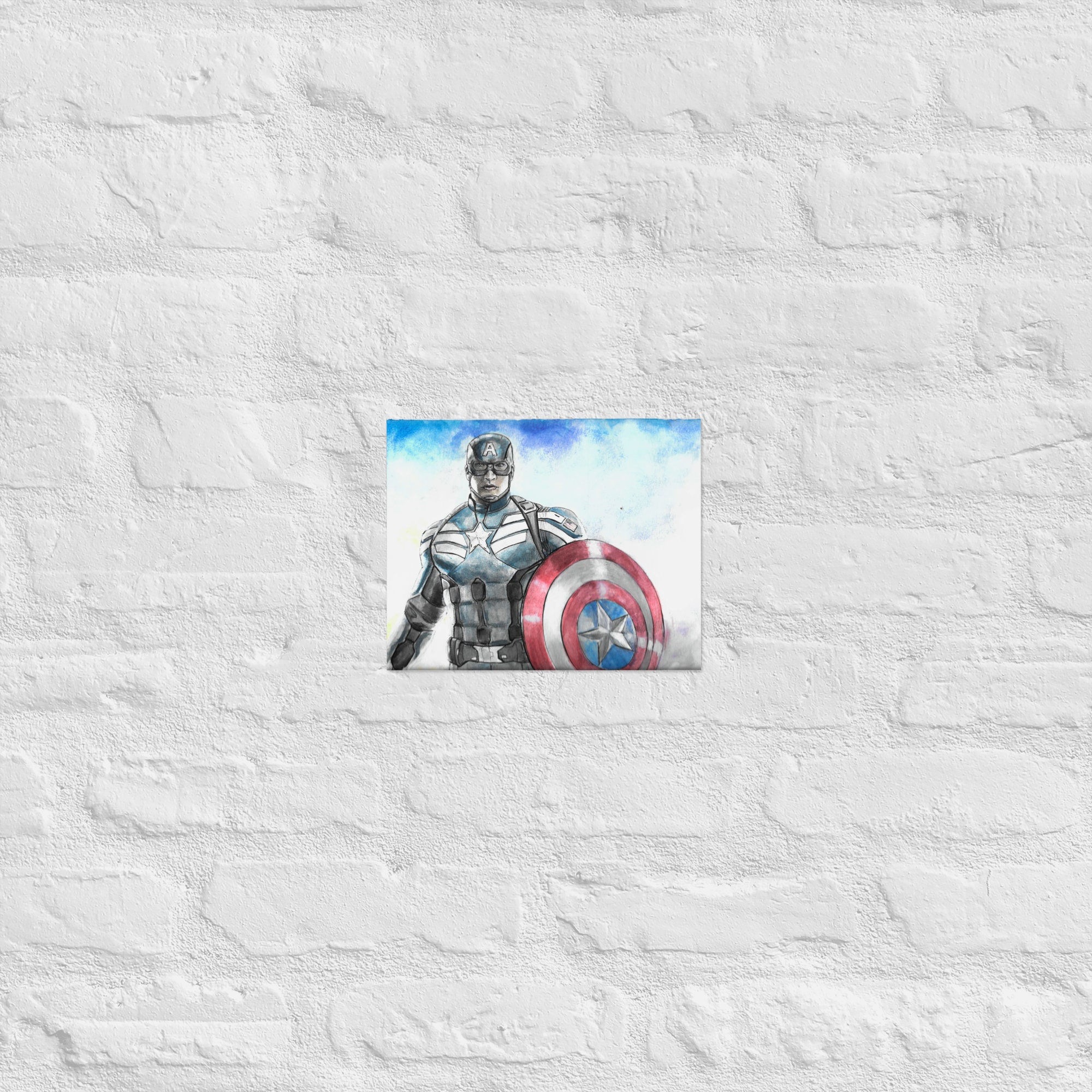 Wallpaper #GzHRNZMB5zzyi_yYiViU80 Captain America Fan Art Art Print Watercolor Painting of Marvel