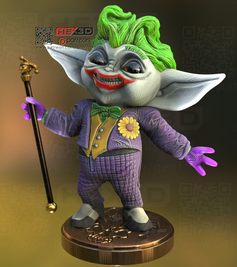 Wallpaper #z7gB2ZIBJvJKYCmE2Or-299 Baby Joker Jokerbaby Yoda Mash Up Resin 3D Printed Figurine Etsy