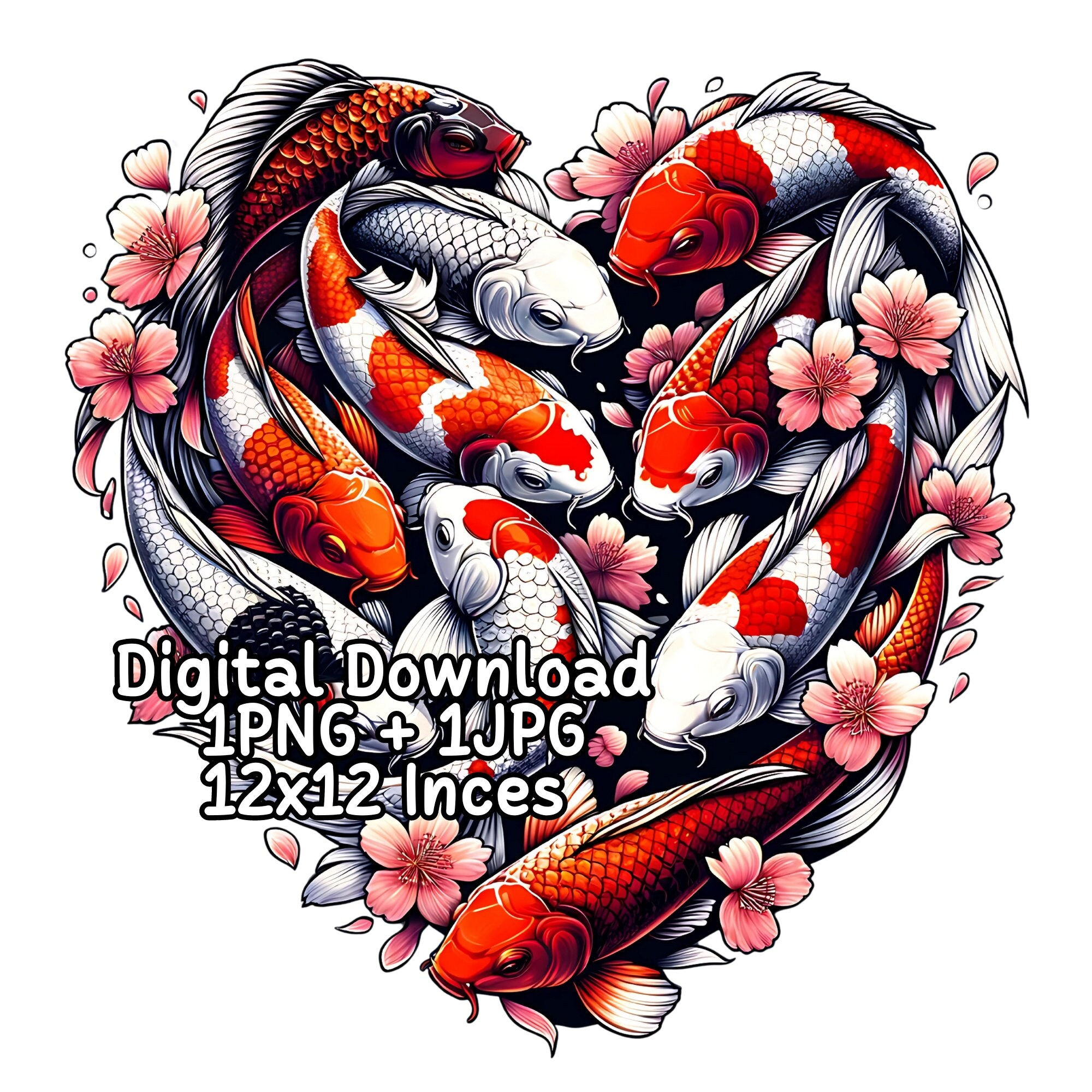 Wallpaper #4f2e6 Koi Fish Heart Original Watercolor Painting Etsy