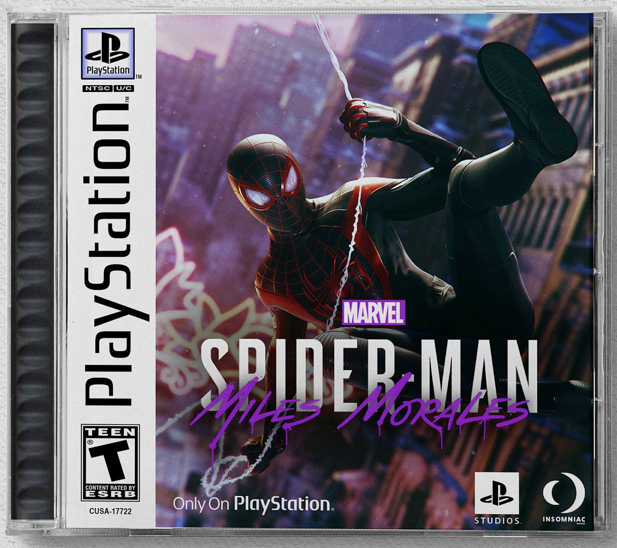 Wallpaper #4vQTOpMBKFX8bn3rknfp140 Spider Man Miles Morales PS5 Custom PS1 Inspired Case