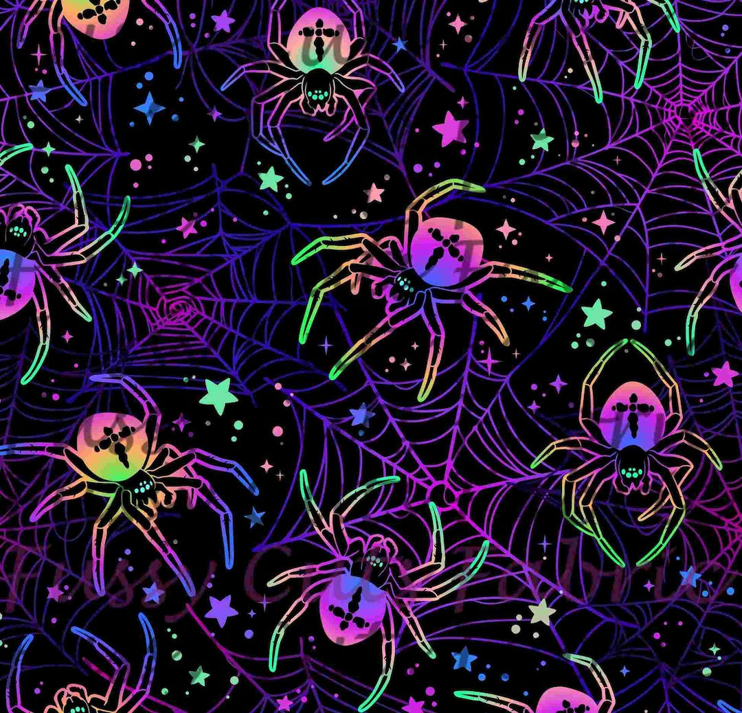 Wallpaper #zqkWiJcBxbDgA0Rl1O5S164 Neon Spiders and Web Spiderwebs Bright Rainbow Spiders Etsy