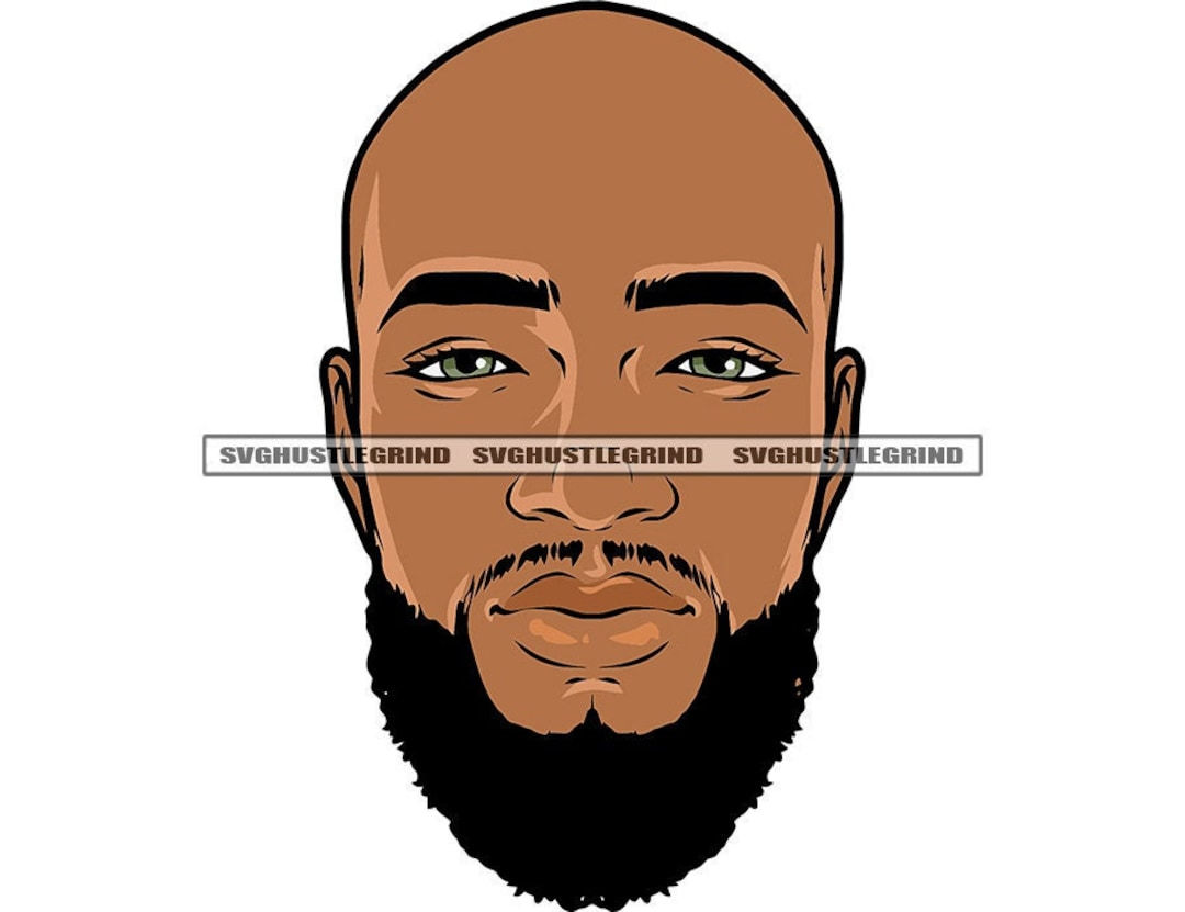 Wallpaper #IWf6_JIBSpphPi3-lZoB253 Handsome Bald Black Man Full Beard Head Only Portrait Mustache Green