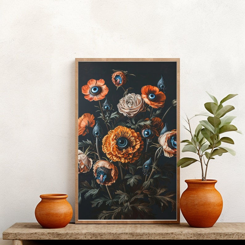 Wallpaper #tbjY3JIBJvJKYCmEhf1i351 Botanical Goth Print Creepy Eyes Victorian Gothic Decor Witchy Goth