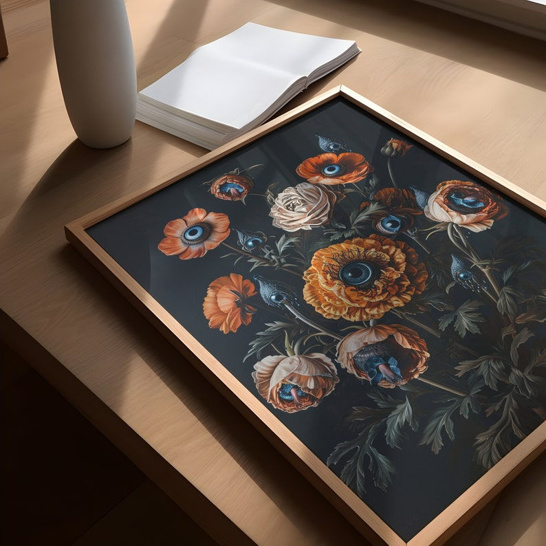 Wallpaper #tbjY3JIBJvJKYCmEhf1i347 Botanical Goth Print Creepy Eyes Victorian Gothic Decor Witchy Goth