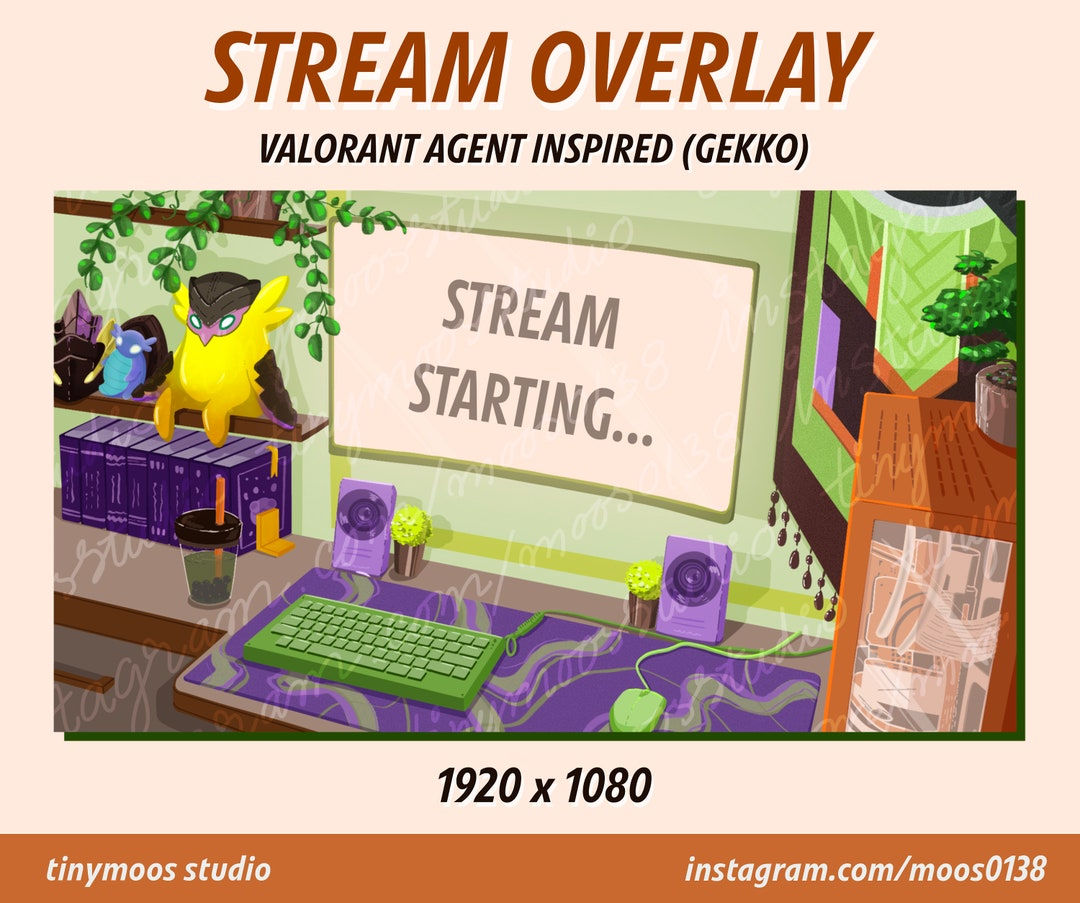 Wallpaper #cmdSCJMBSpphPi3-5MrC56 Gekko Valorant Inspired Twitch Stream Setup Animated Scene Starting