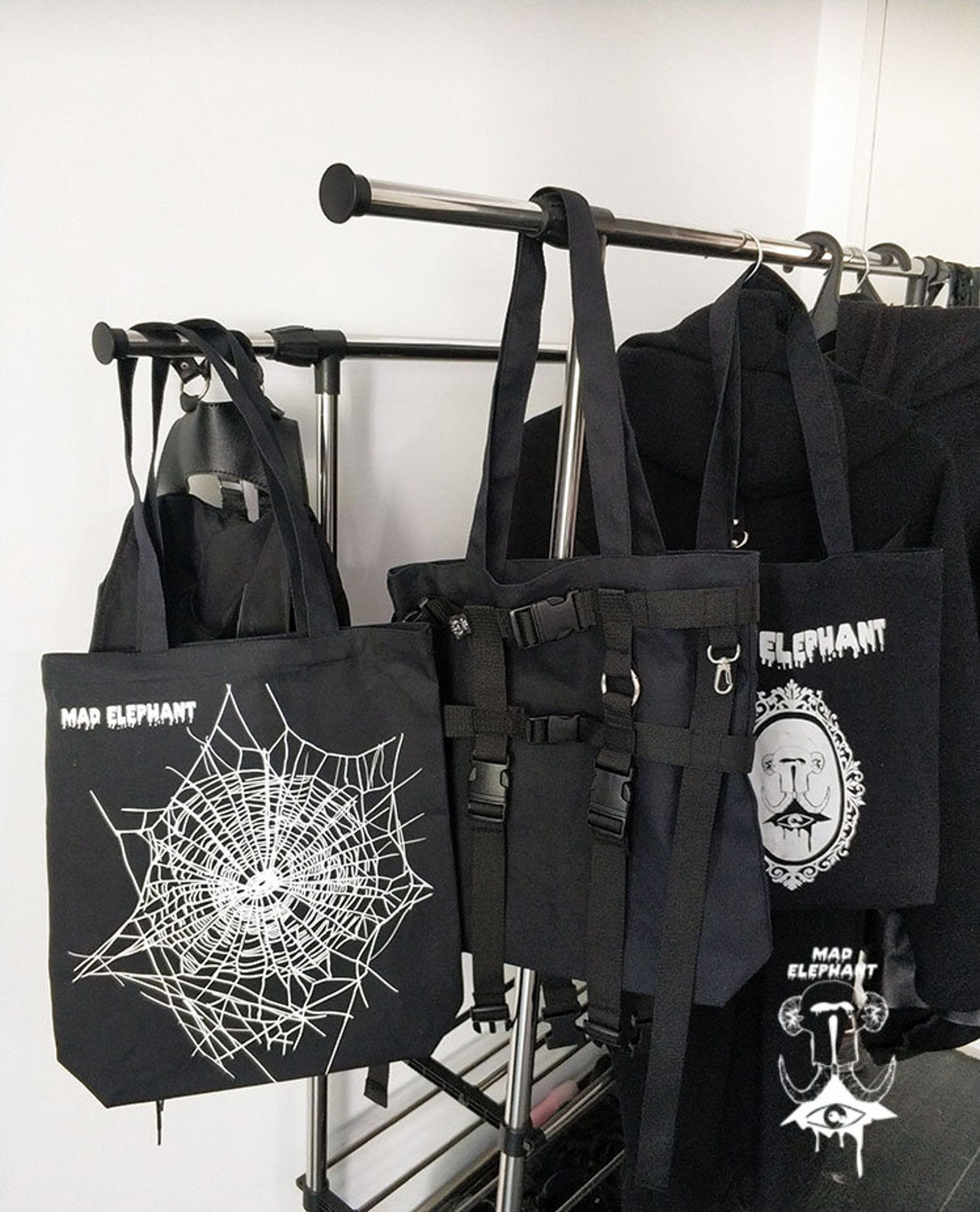 Wallpaper #kRmDAo8BtGB6xQ7820q554 Black Techwear Tote Bag Cotton Cyberpunk Shopper Bag Unisex Etsy