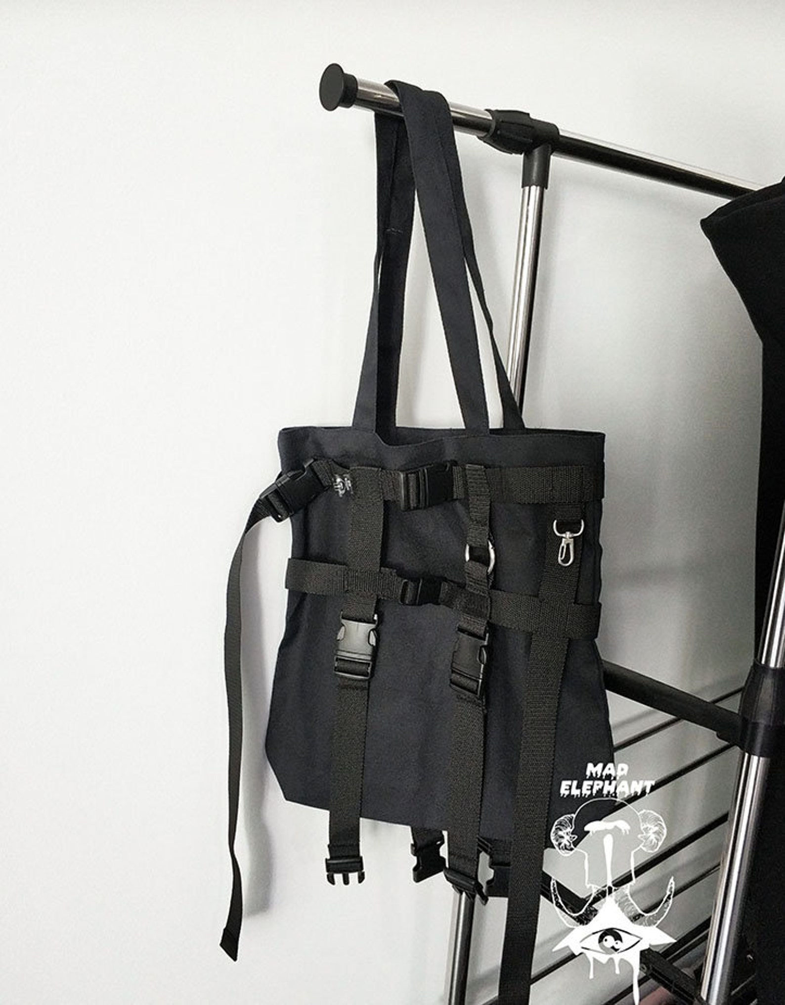 Wallpaper #kRmDAo8BtGB6xQ7820q527 Black Techwear Tote Bag Cotton Cyberpunk Shopper Bag Unisex Etsy