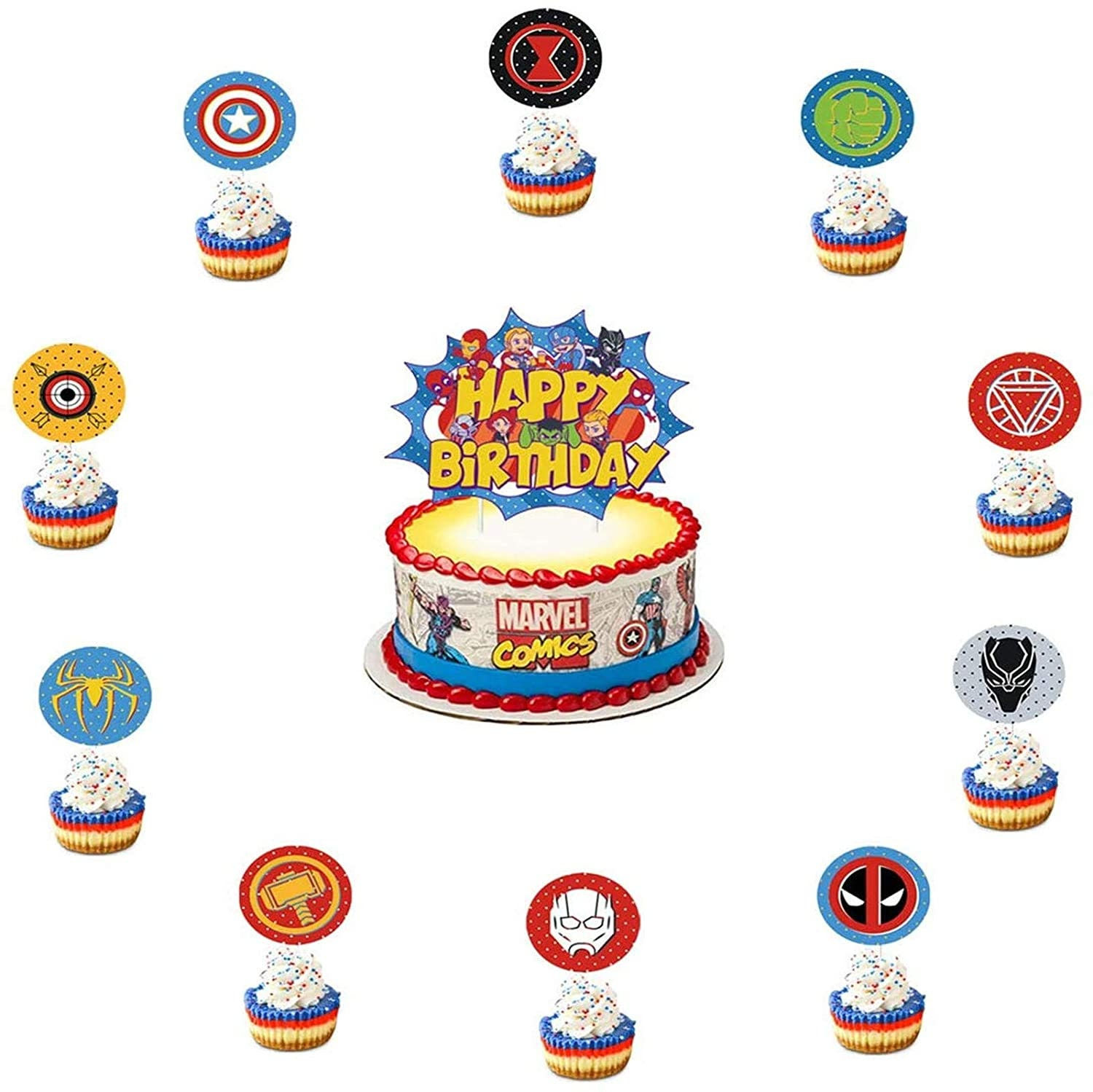 Wallpaper #0DG3NZMB5zzyi_yY0lfv238 Superhero Avengers Happy Birthday 39 PC Party Kit W Balloons Etsy