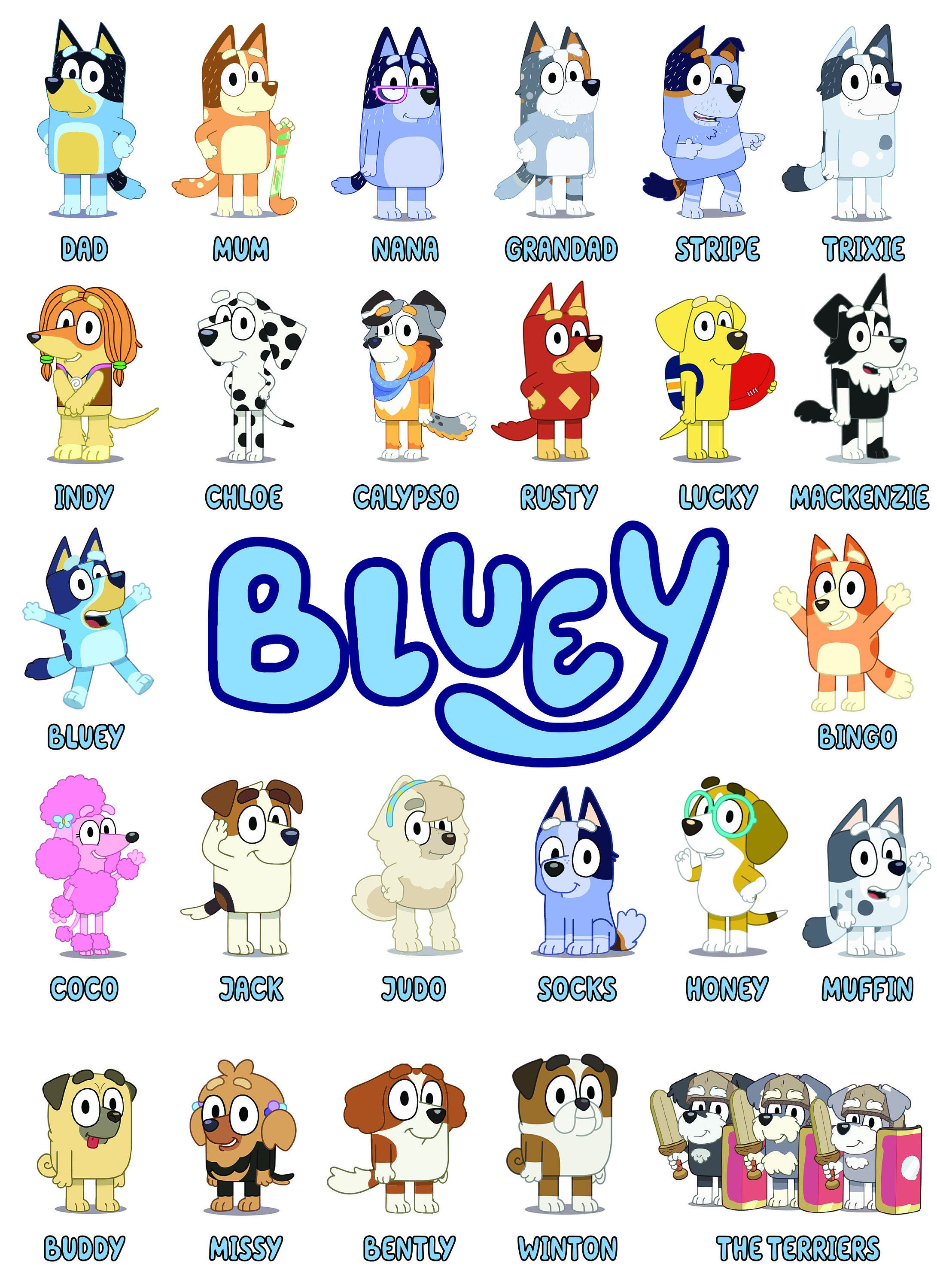Wallpaper #QqmPiJcBxbDgA0Rlne83150 Bluey High Res Images All Characters Included Png Pdf Svg Etsy