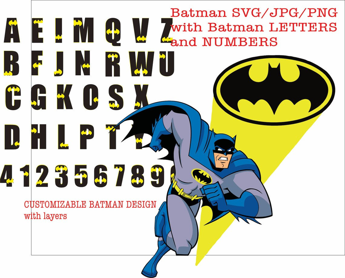 Wallpaper #zBlXII8BtGB6xQ789n1z29 Customizable Batman Svg Jpg Png with Lettersnumbers Etsy