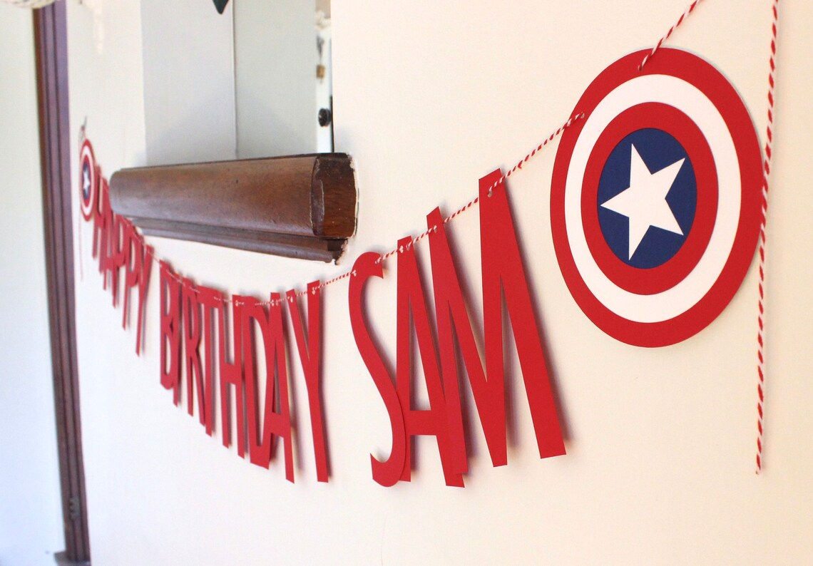 Wallpaper #UBURuY4BmMigT4UnqlUi42 Captain America Happy Birthday Sign Hero Paper Garland Etsy