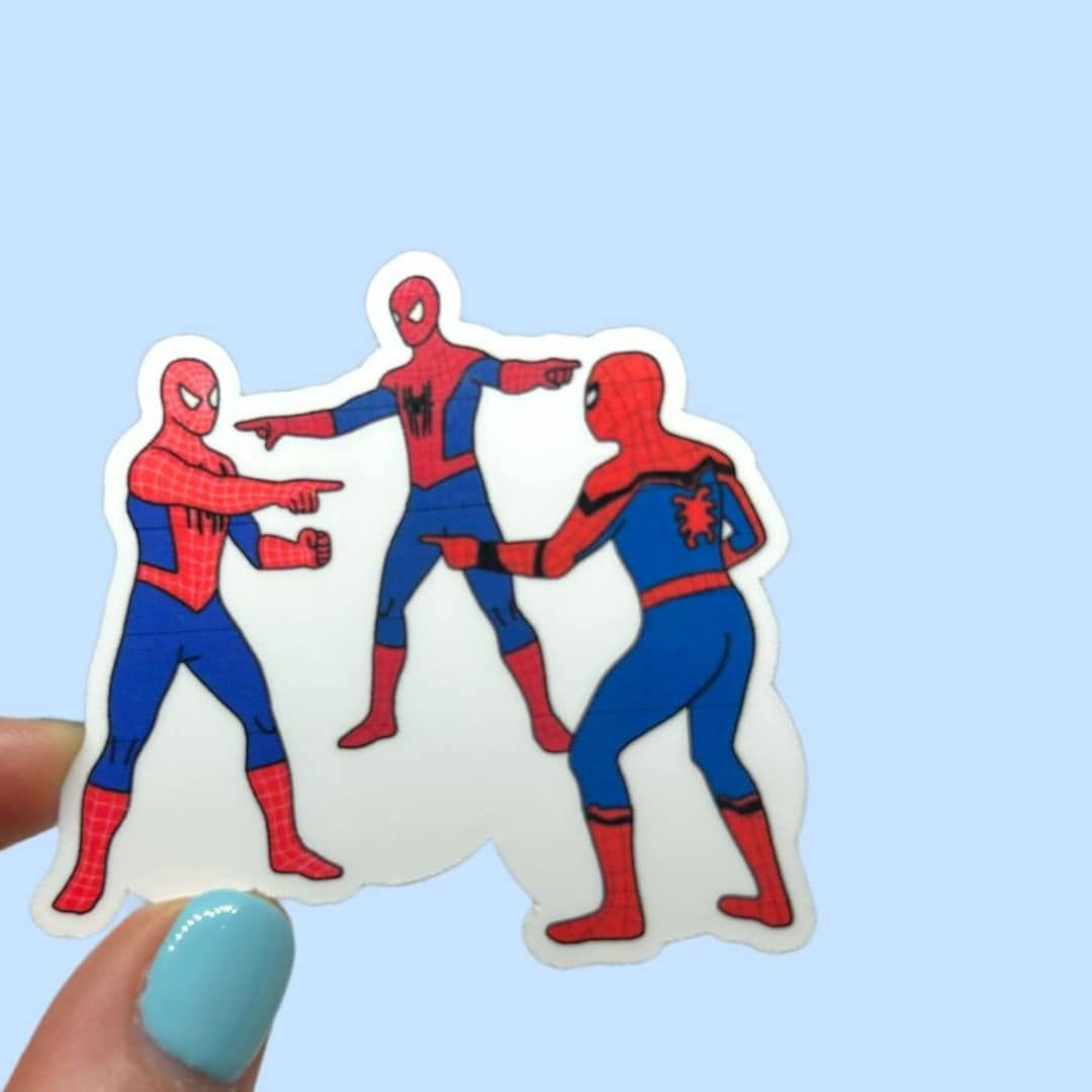 Wallpaper #C2ew8ZIBSpphPi3-tW1k273 Spider Man Pointing Meme Funny Water Resistant Vinyl Sticker Sticker