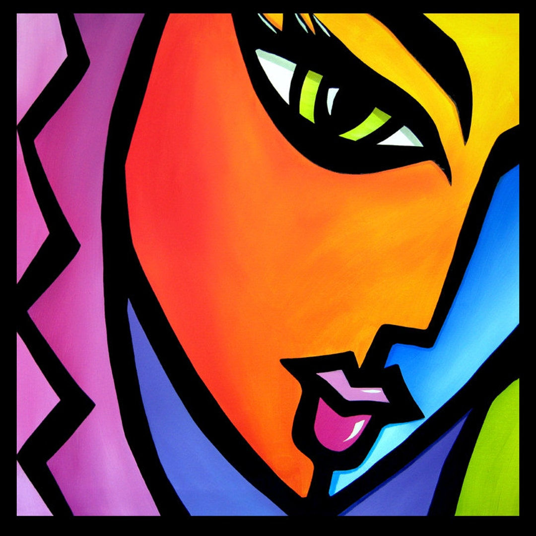 Wallpaper #2nfdKJMB-pgBXx60O6vY196 Abstract Painting Modern Pop Art Contemporary Large Colorful Portrait
