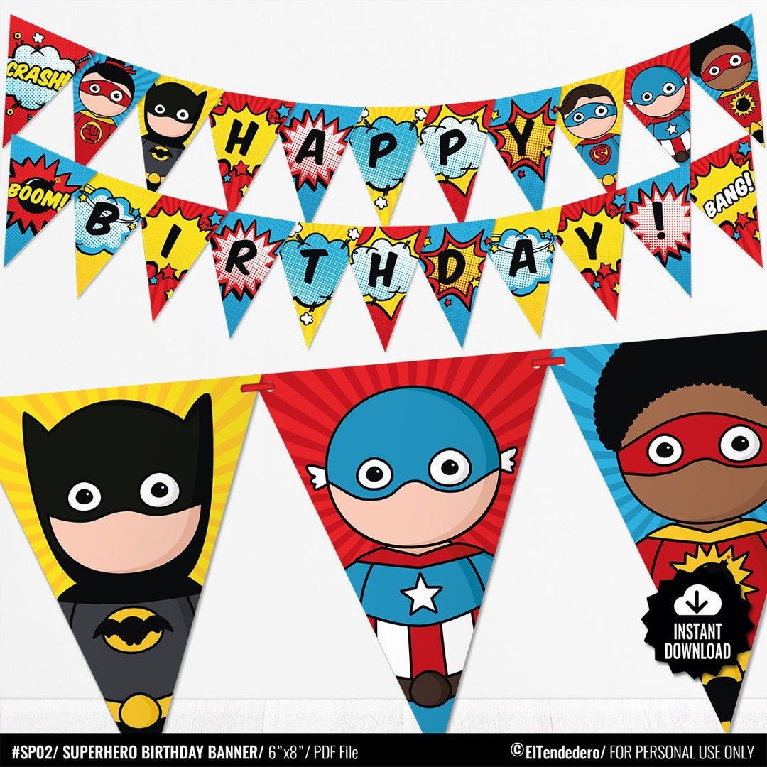 Wallpaper #mTEHNpMB5zzyi_yYhFhv3 Superhero Birthday Banner Comic Book Theme Bunting Banner Etsy