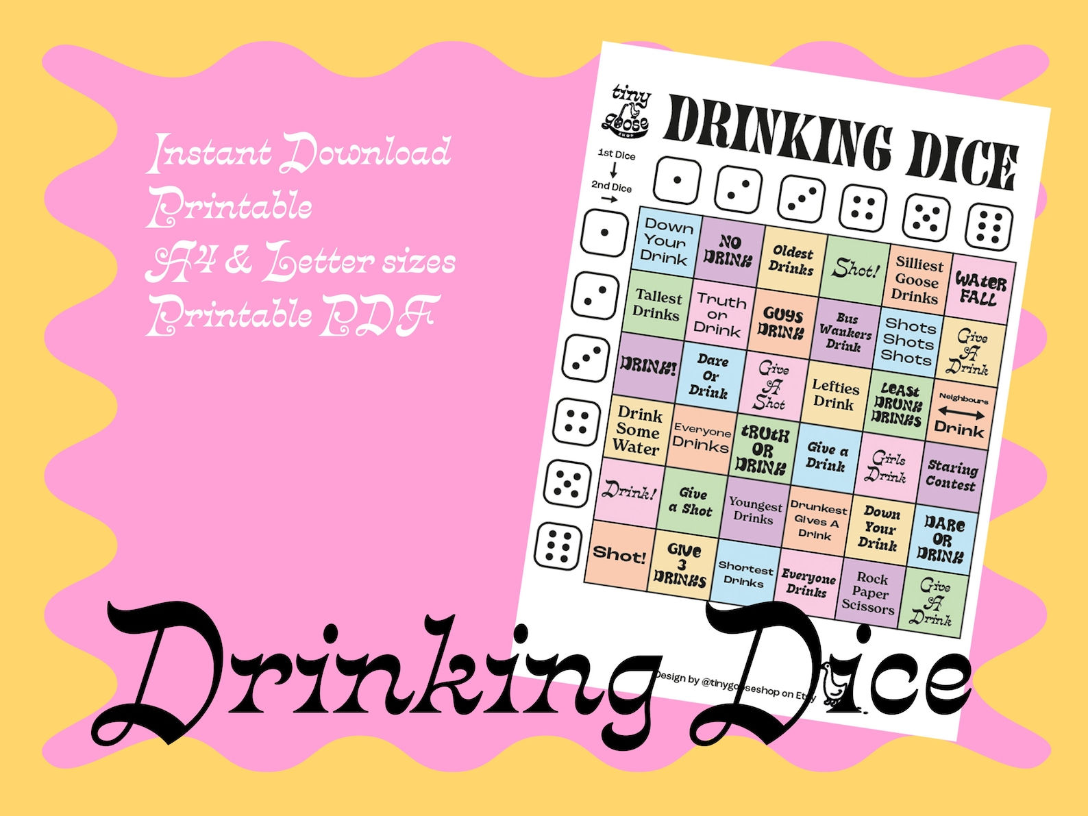 Wallpaper #g2zNKZMBMyCOpUSXDRRd25 Drinking Dice Printable Drinking Game for Adults Fun for Pres