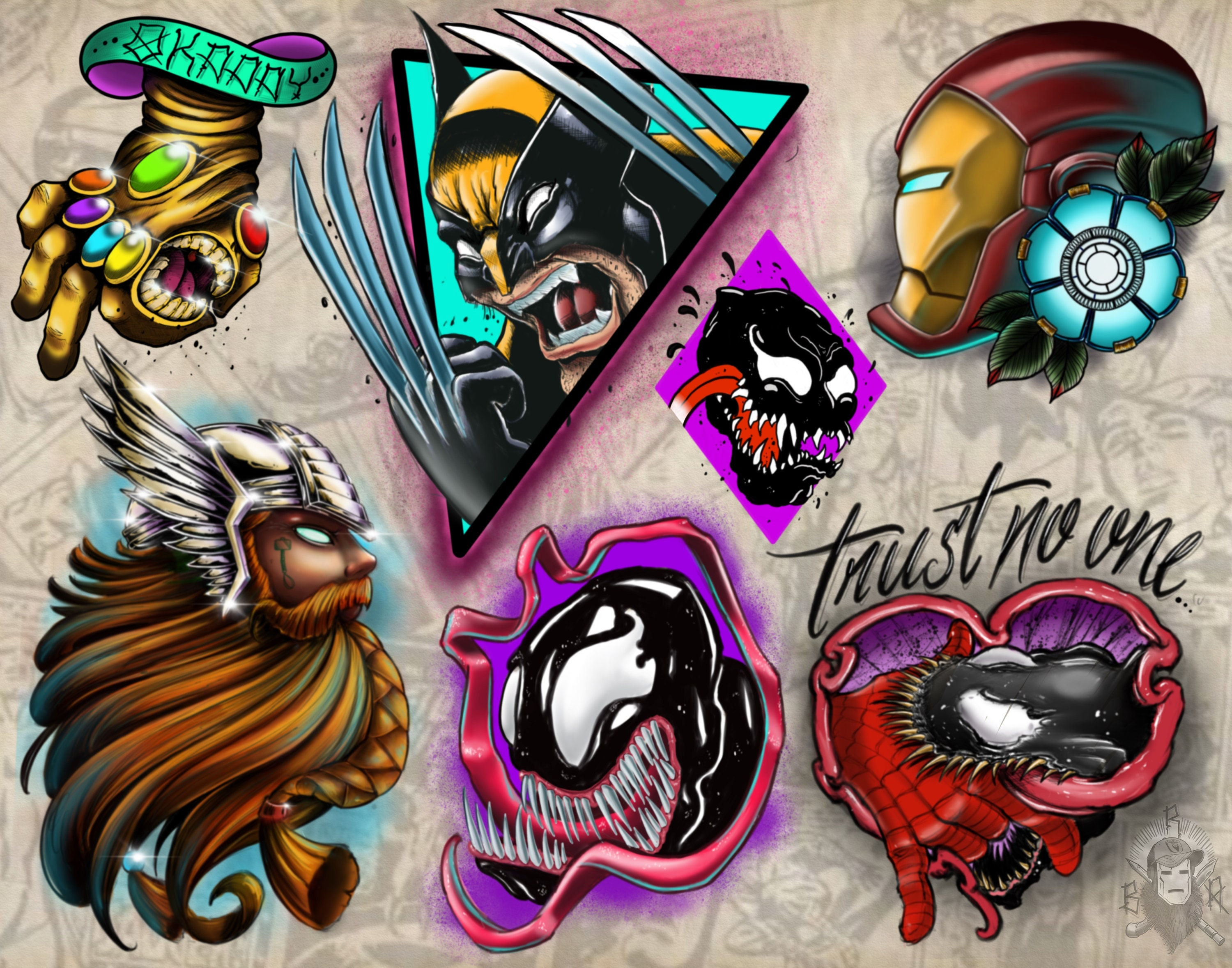 Wallpaper #aBlJNo8BtGB6xQ78RqLU58 Superhero Tattoo Flash Etsy