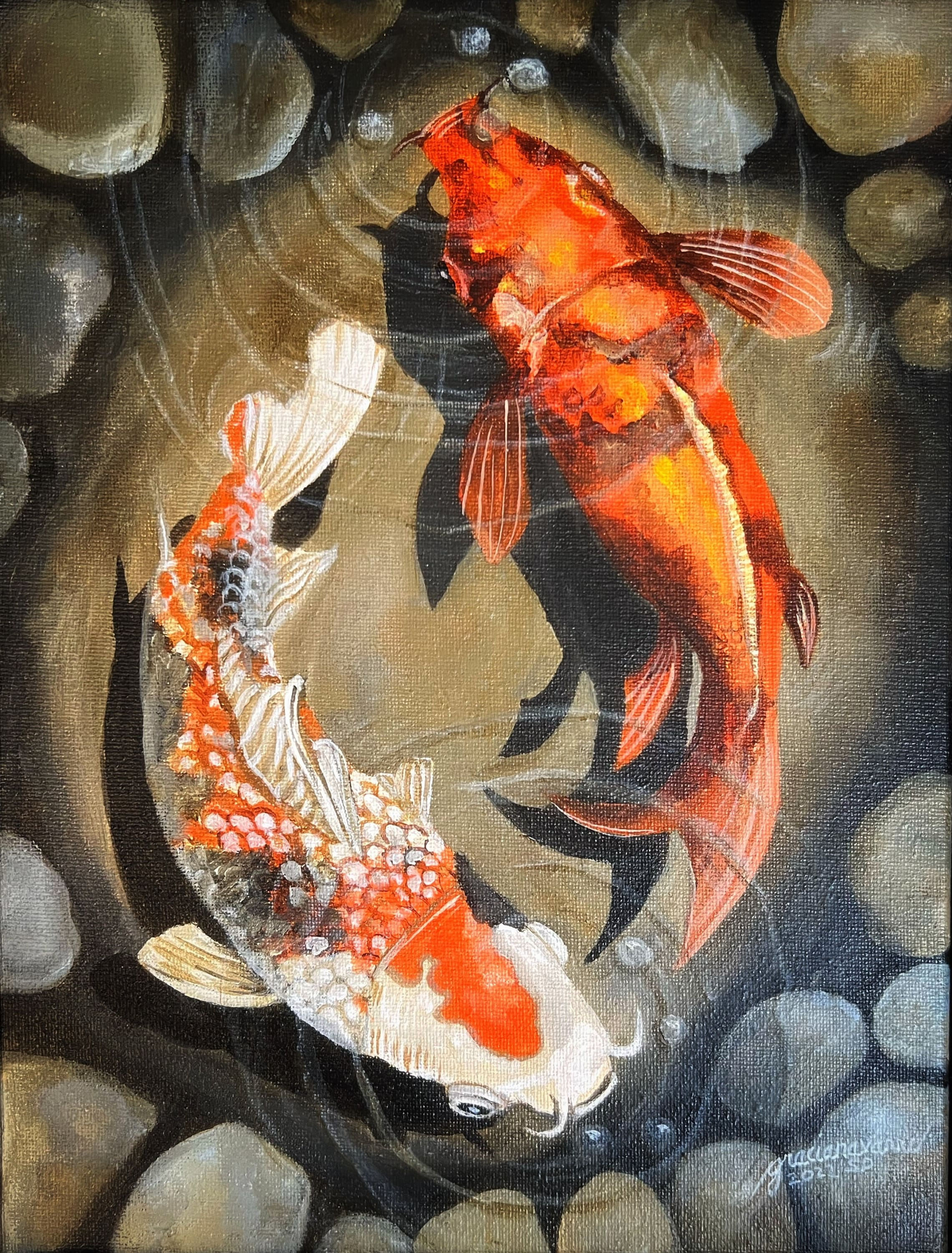 Wallpaper #4f2e6 Koi Fish Heart Original Watercolor Painting Etsy