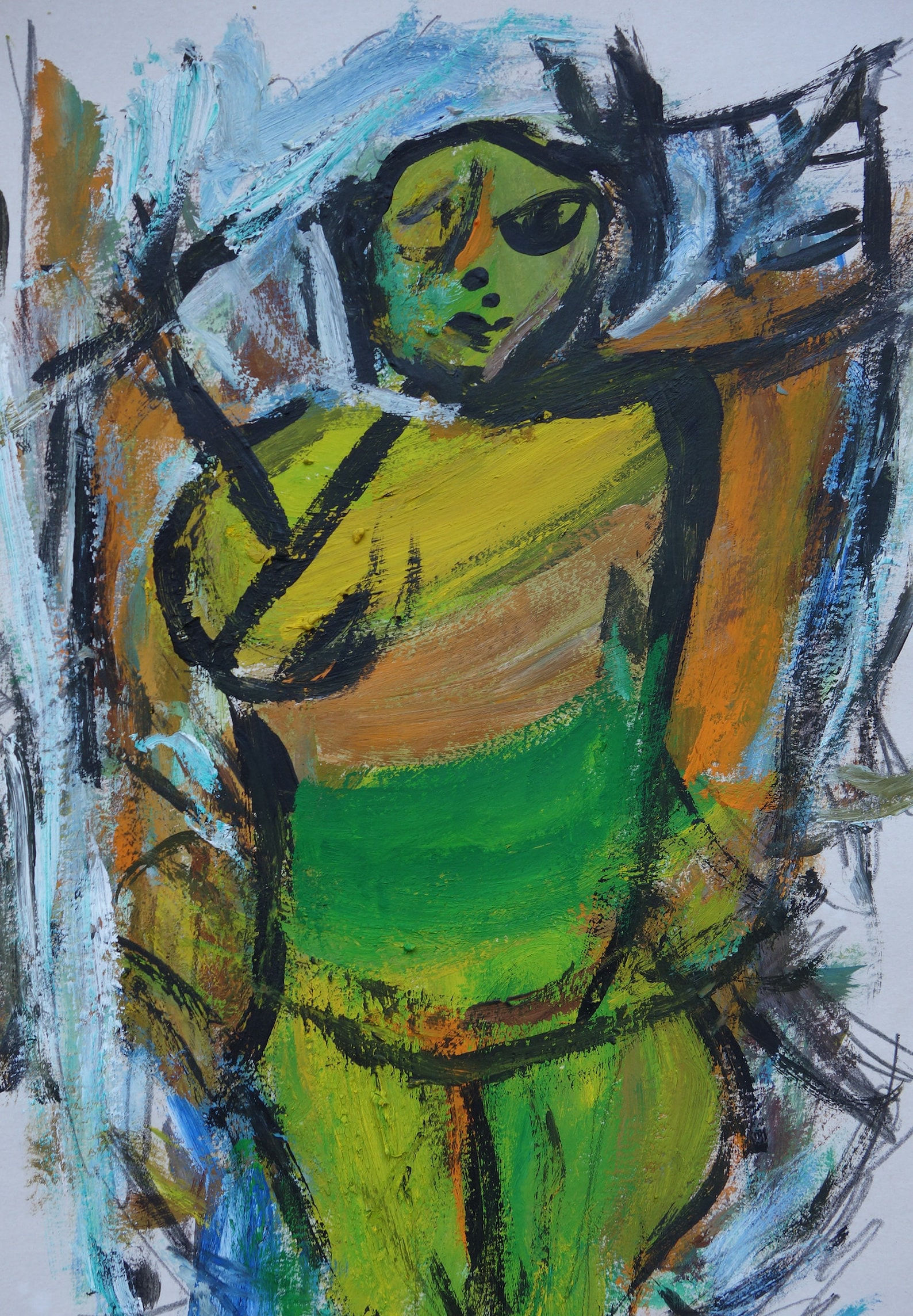 Wallpaper #SWeu7pIBSpphPi3-HV6n95 Fine Abstract Expressionist Unique Painting Woman Marked Signed