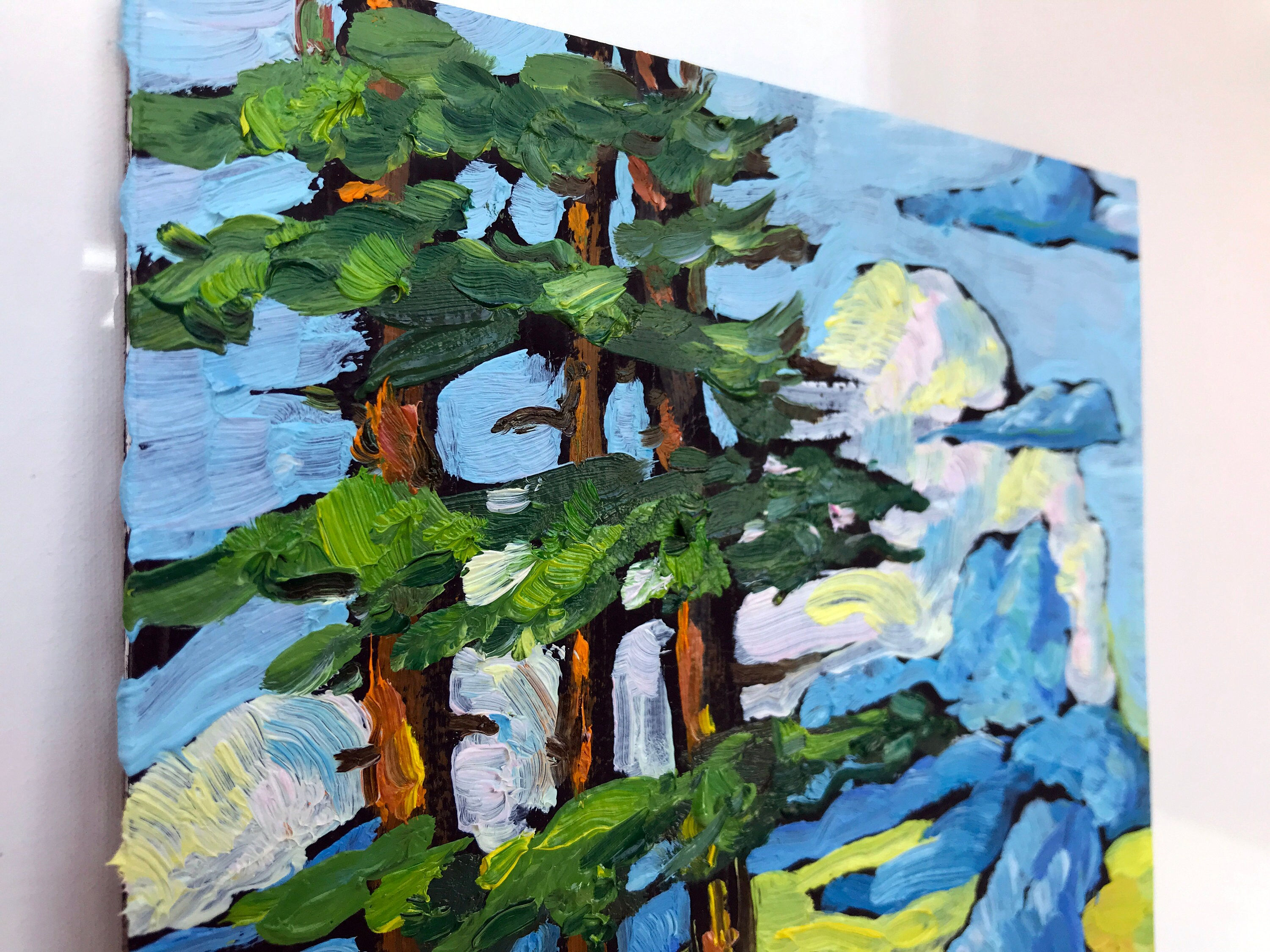 Wallpaper #BGdQC5MBSpphPi3-qtkV222 Tree Wall Decor Pine Trees in the Mountains Painting Spruce Etsy Uk