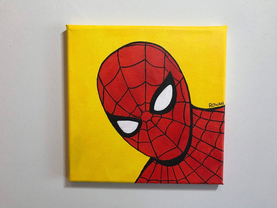 Wallpaper #9zF2NZMB5zzyi_yYU1bc104 Hand Painted Spiderman Canvas Painting 20x20cm Etsy