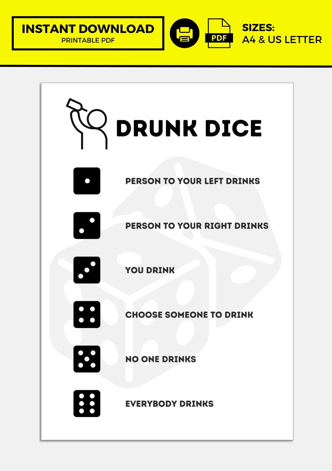 Wallpaper #g2zNKZMBMyCOpUSXDRRd49 Drinking Dice Game Drinking Games Drinking Games Printable Drunk