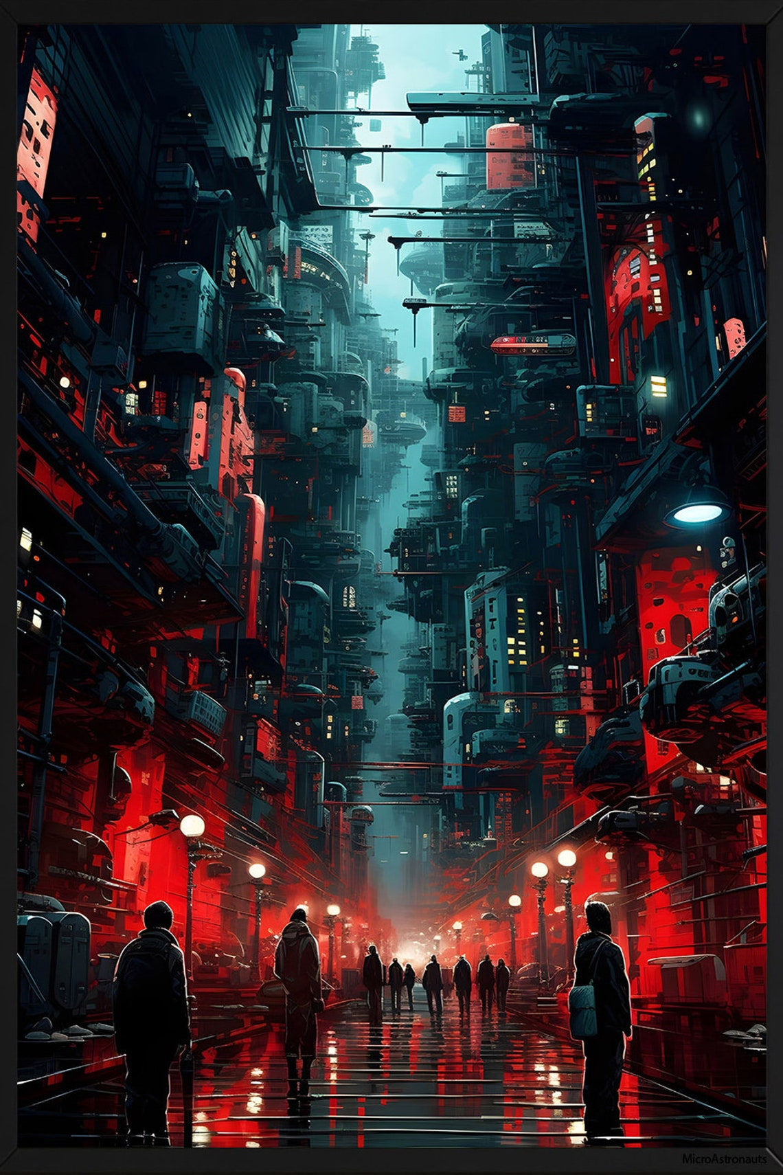 Wallpaper #OddBMpMB4Oq-IITvxDZL61 Cyberpunk Metropolis Print Futuristic Dark Poster Cyber Punk Wall Art