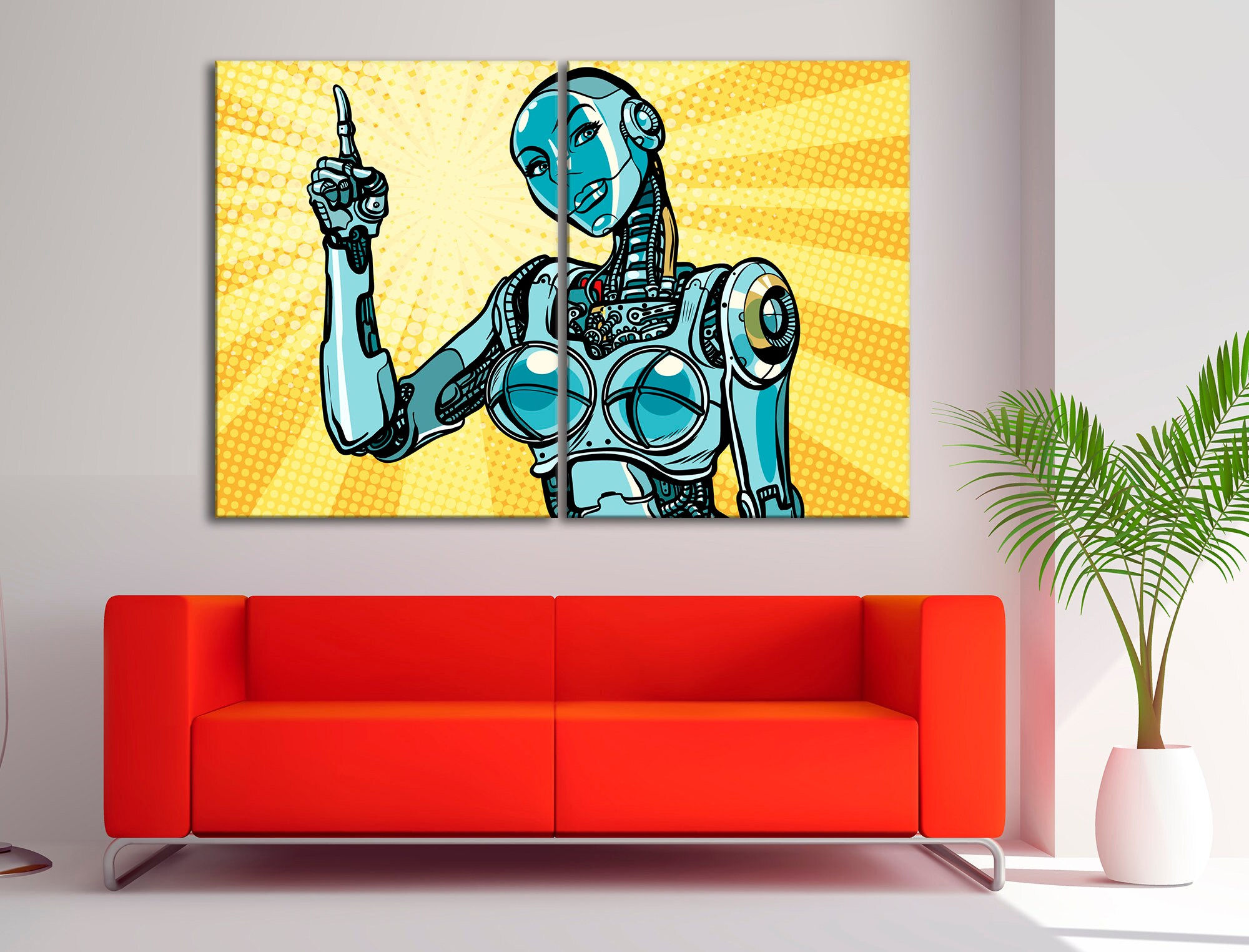 Wallpaper #dUWdmY4B7YBJg1BV46H39 Cyberpunk Wall Art Beautiful Woman Robot Large Print Pop Art Etsy