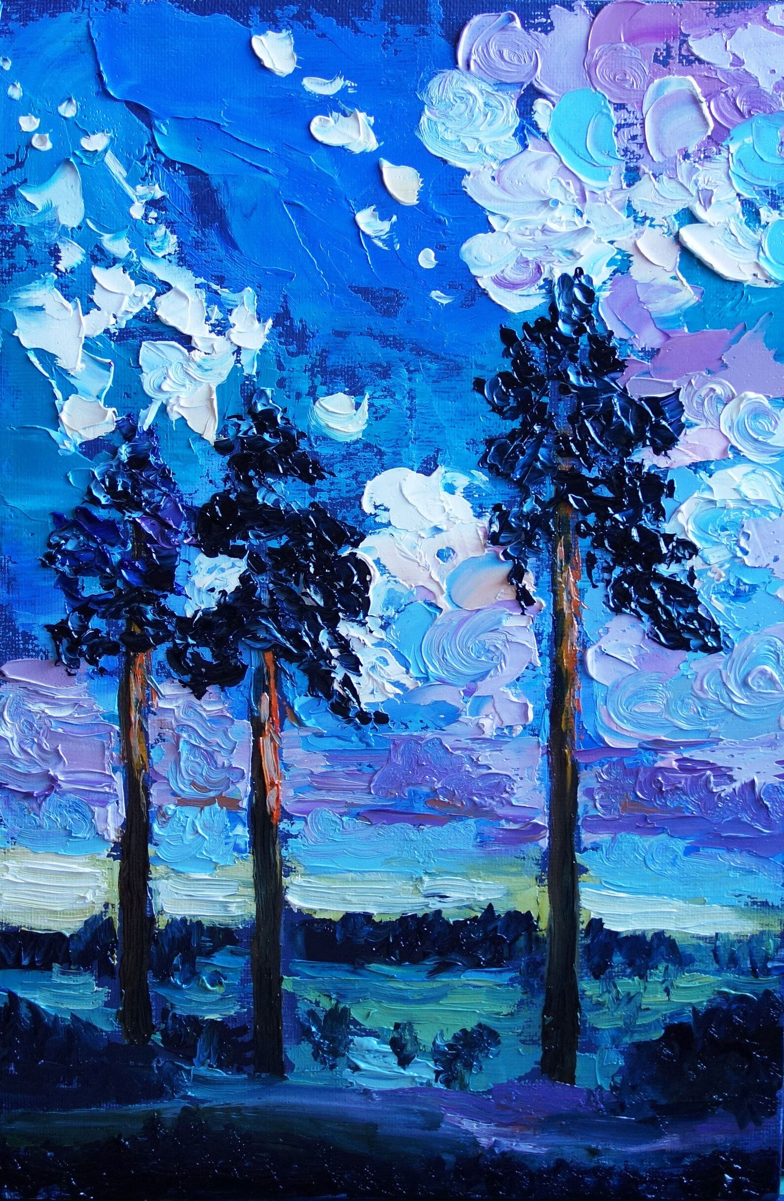 Wallpaper #BGdQC5MBSpphPi3-qtkV2 Pine Trees Oil Painting Original Art Abstract Artwork Etsy