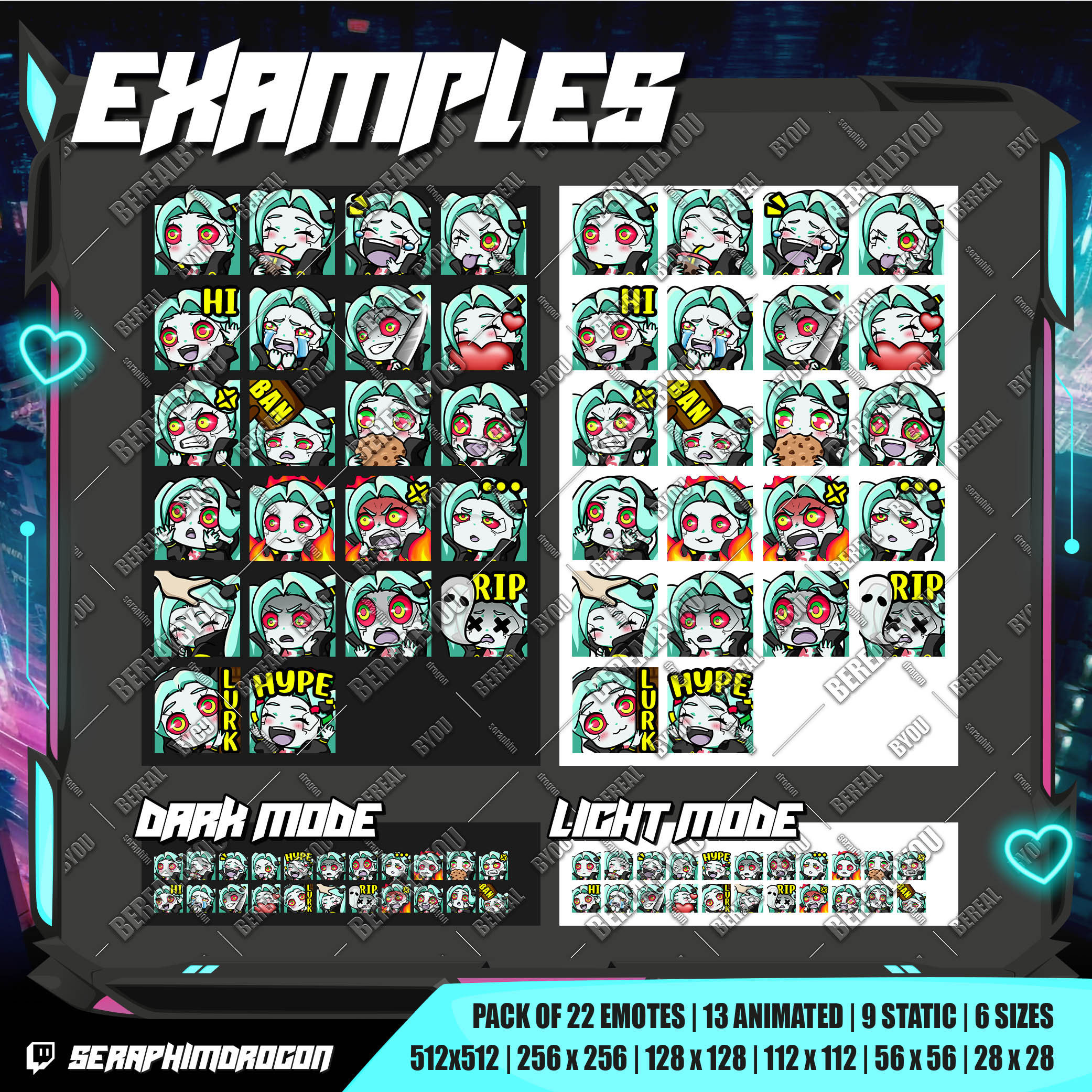 Wallpaper #bQN7ZJMBpyOg8YnE99dE24 22 Emotes Chibi Girl Twitch Emote Cyberpunk Edgerunners Rebecca Twitch