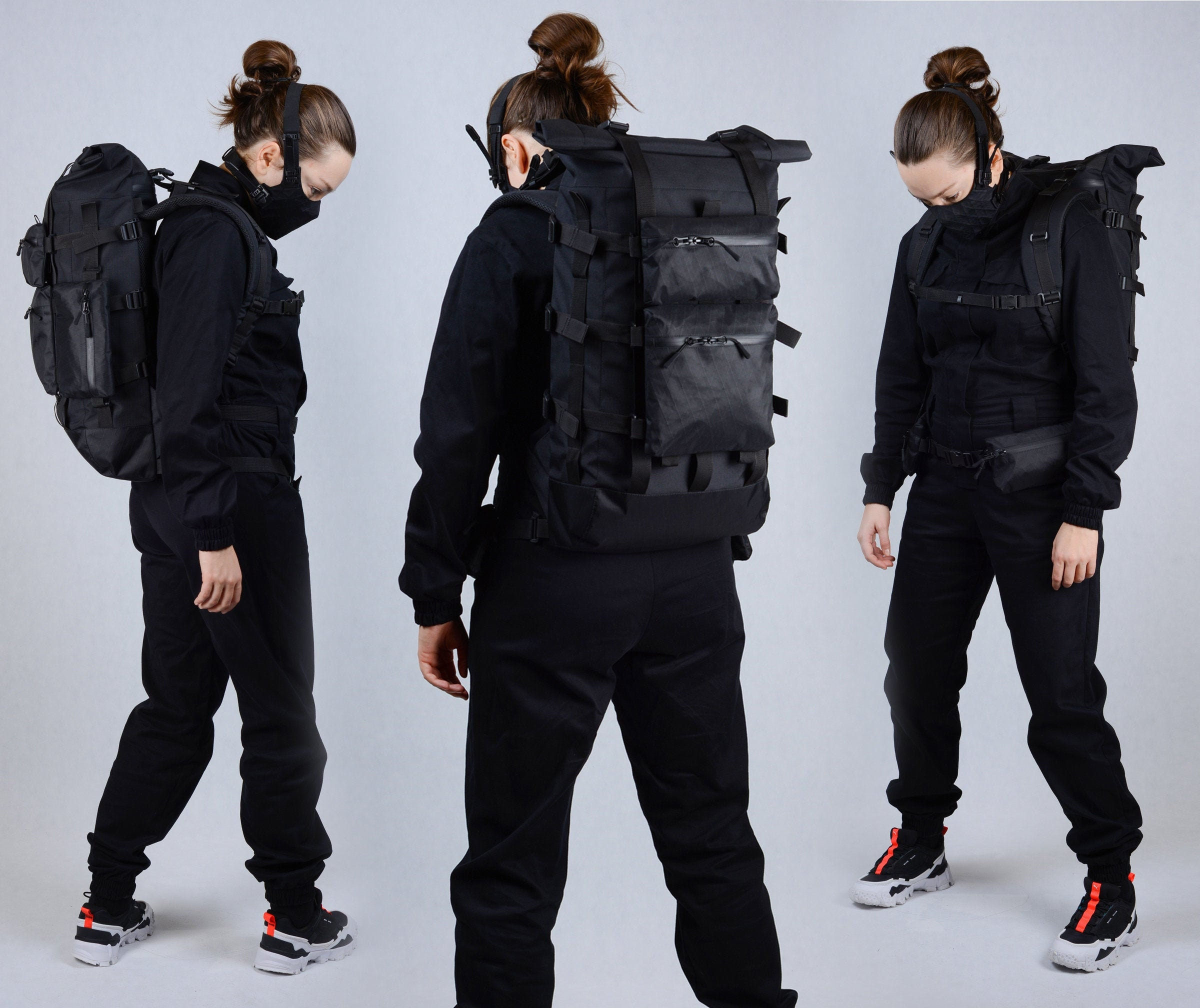 Wallpaper #kRmDAo8BtGB6xQ7820q523 Black Cyberpunk Backpack Steampunk Bag Tactical Rucksack Etsy