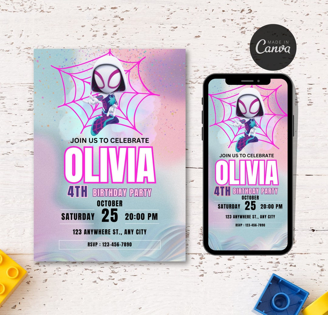 Wallpaper #XPTBOZMBKFX8bn3rFHcU23 Ghost Spider Birthday Invitation Editable Spider Gwen Invite Etsy