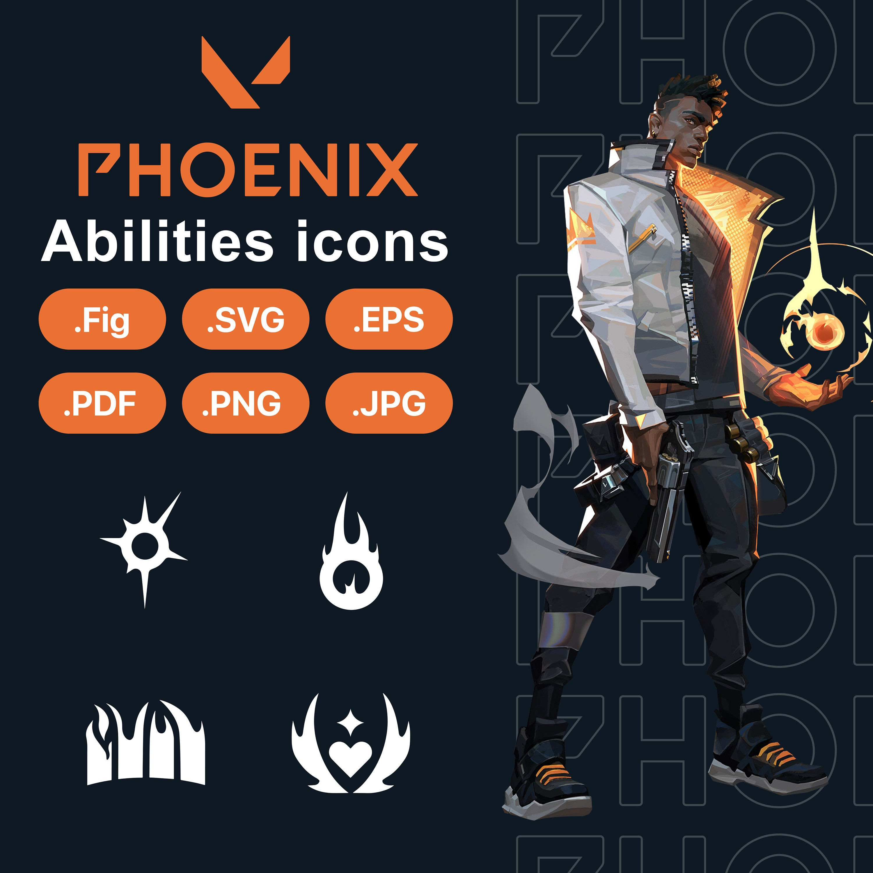 Wallpaper #svBngJcBi4JM6agG4CHY20 Valorant Phoenix Agent Abilities Icons Svg Png Eps Pdf Figma Etsy