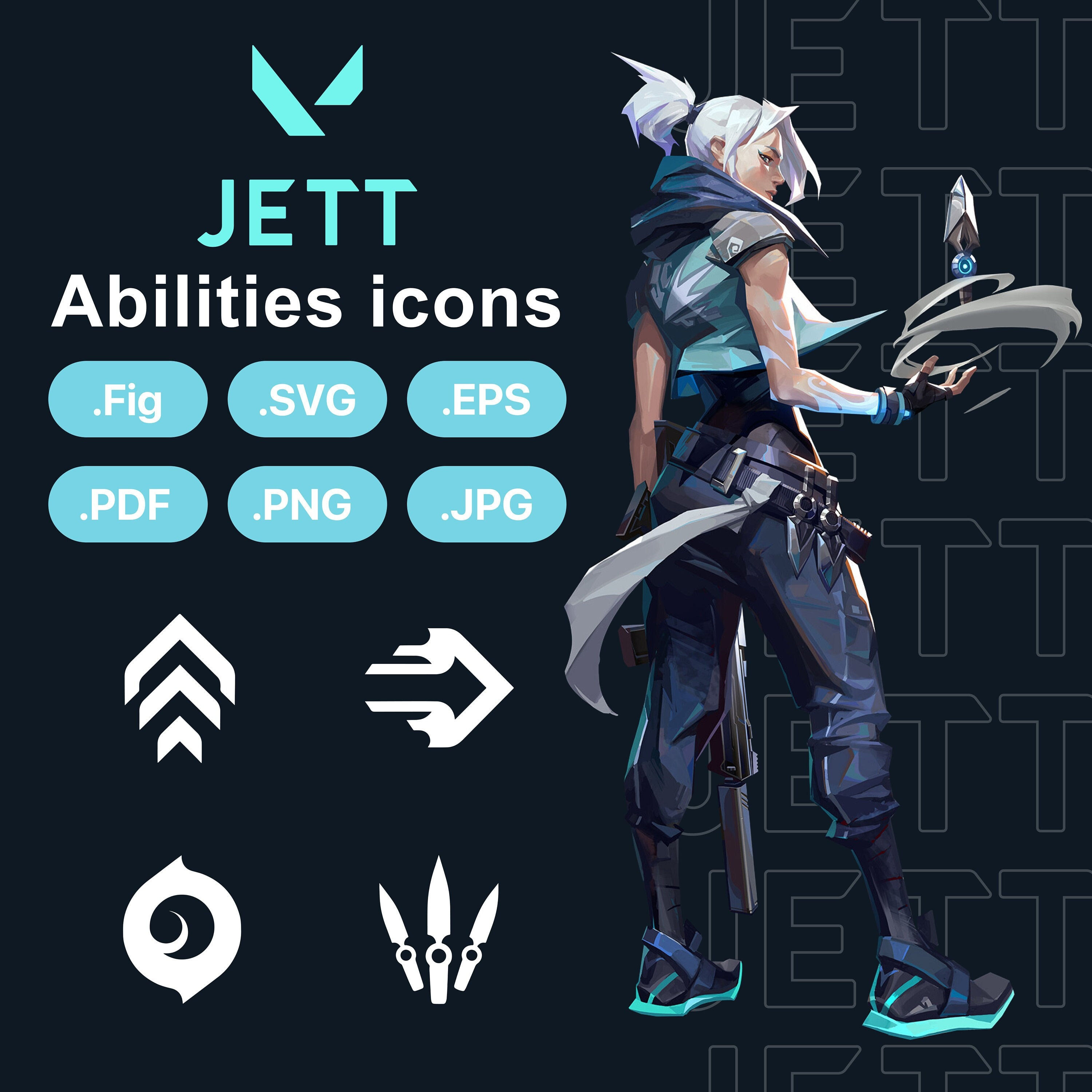 Wallpaper #VbhZTJIBJvJKYCmErdJn15 Valorant Jett Agent Abilities Icons Svg Png Eps Pdf Figma Vector Logo