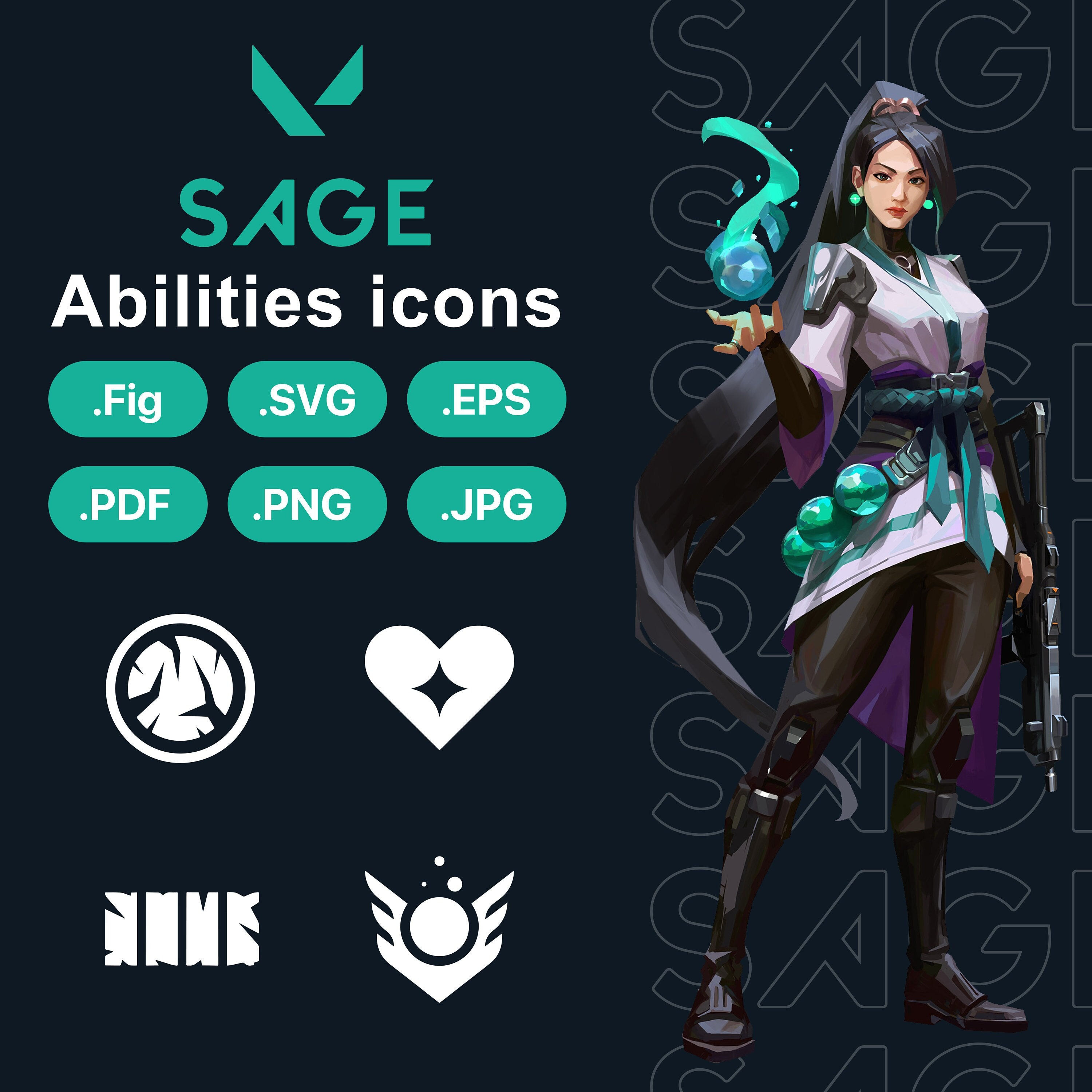 Wallpaper #ZfTEOZMBKFX8bn3ruHft215 Valorant Sage Agent Abilities Icons Svg Png Eps Pdf Figma Vector Logo