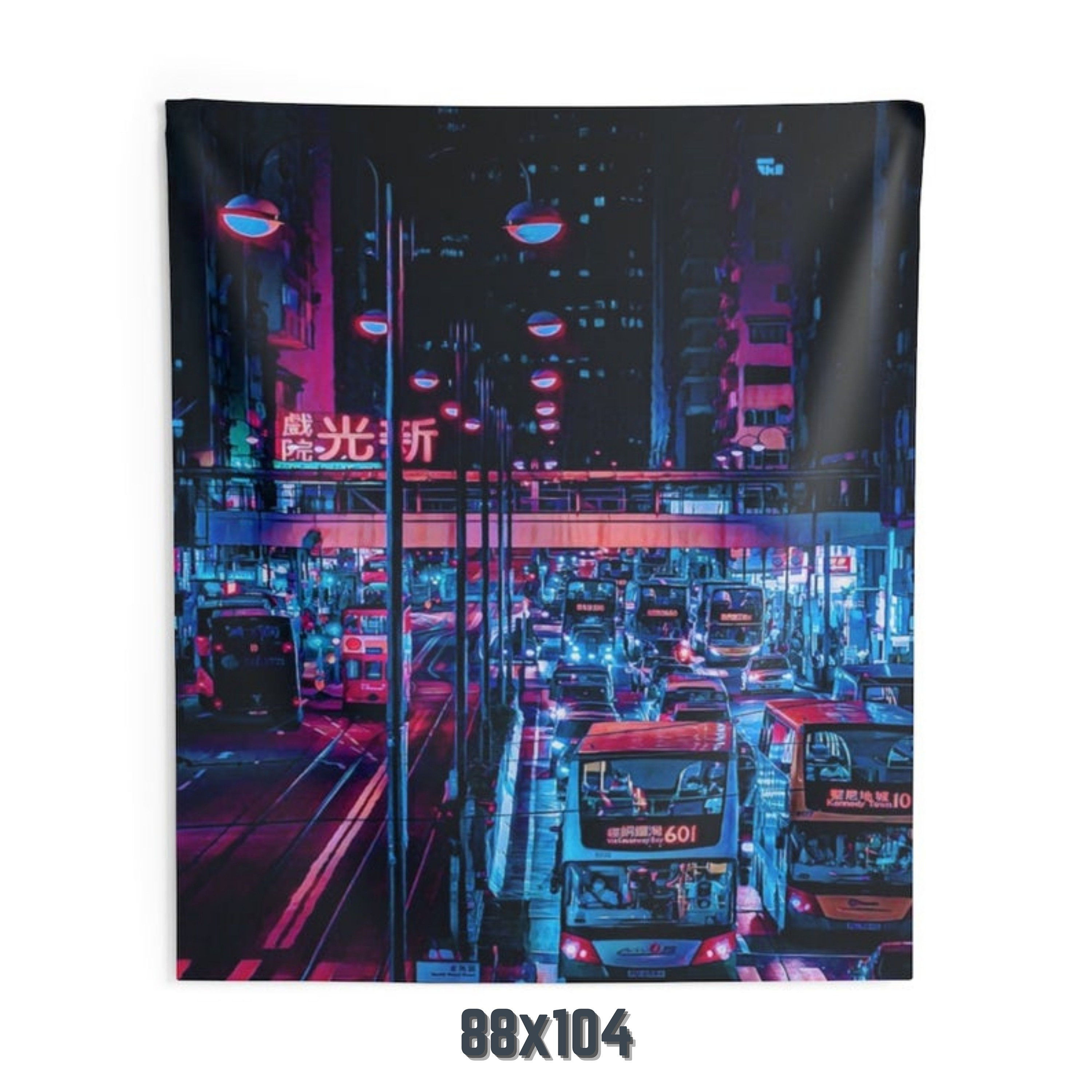 Wallpaper #dUWdmY4B7YBJg1BV46H343 Cyberpunk Art Tapestry Hong Kong Wall Art Cyberpunk Wall Etsy