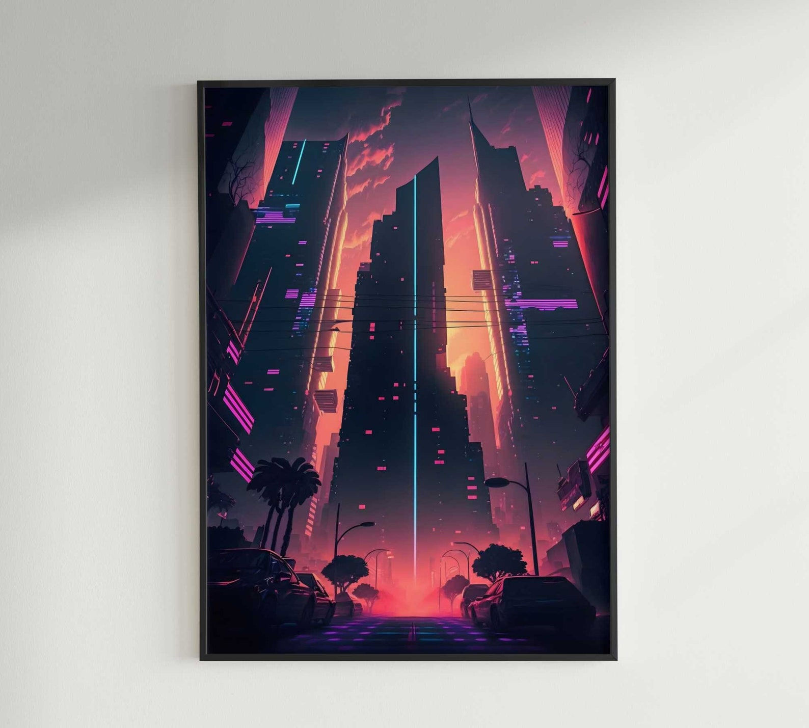 Wallpaper #dUWdmY4B7YBJg1BV46H353 Cyberpunk Wall Art Futuristic Synthwave Printable Wall Art Etsy