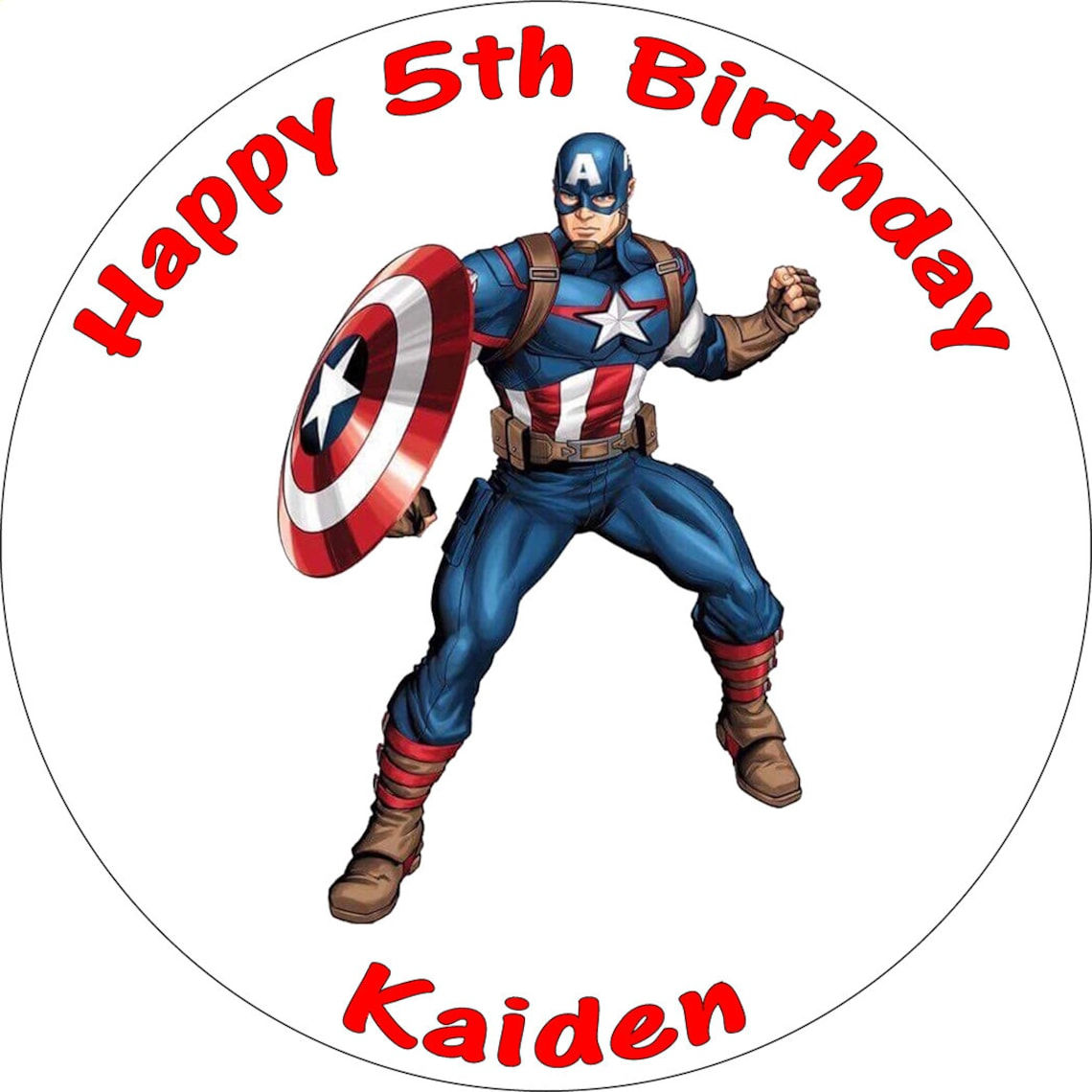 Wallpaper #wHQxwo4B_8f4nGFaiW6B21 Captain America Cake Topper Edible Personalised Round Birthday Etsy