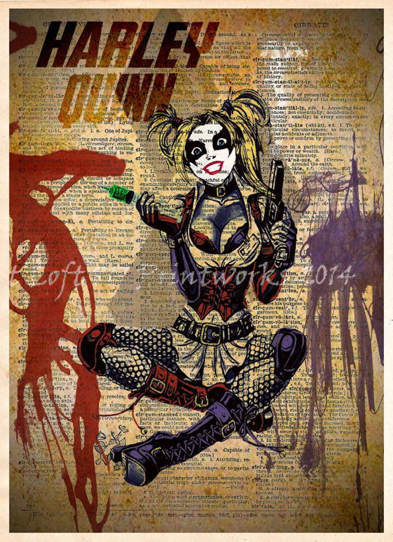 Wallpaper #YWcr-5IBSpphPi3-CZPD61 Harley Quinn Vintage Pop Art Retro Super Hero Art Etsy