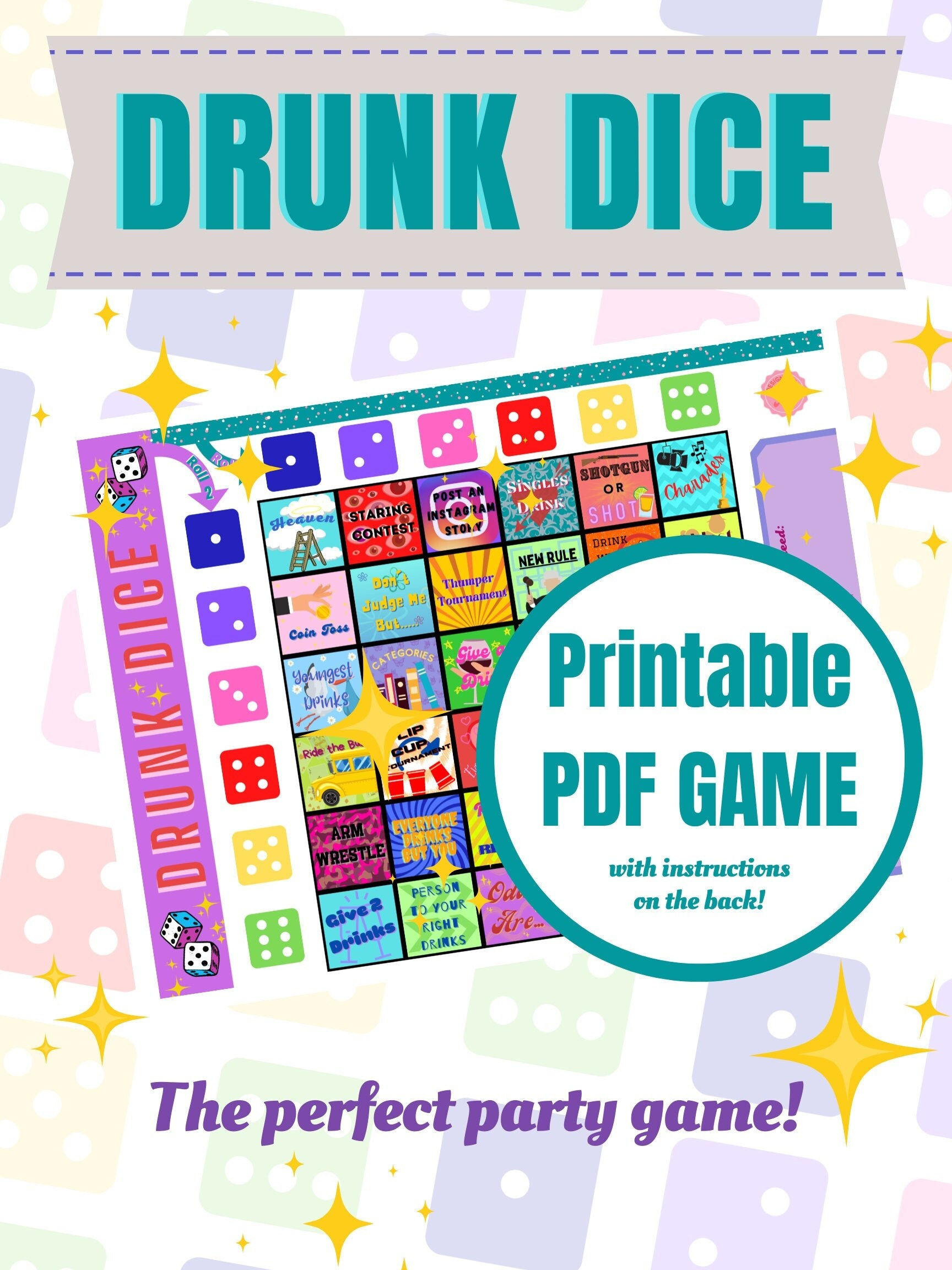 Wallpaper #g2zNKZMBMyCOpUSXDRRd15 Drunk Dice Drinking Games Party Game Fun Drinking Game Etsy