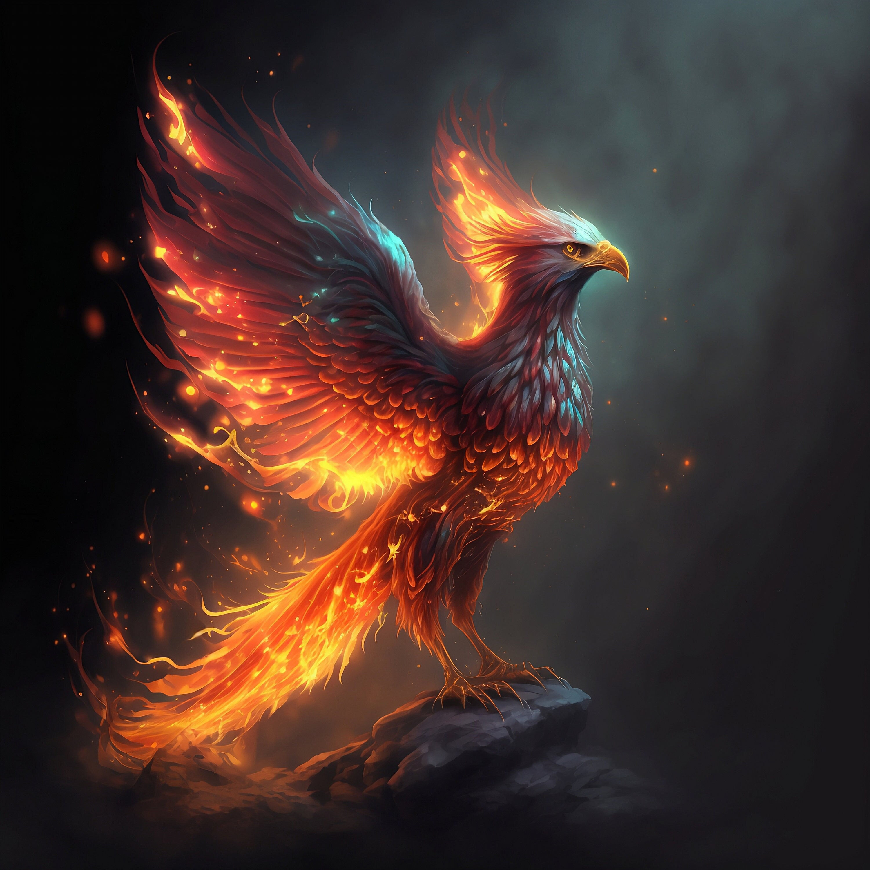 Wallpaper #2bc96 Image of a Majestic White Fire Phoenix on Craiyon