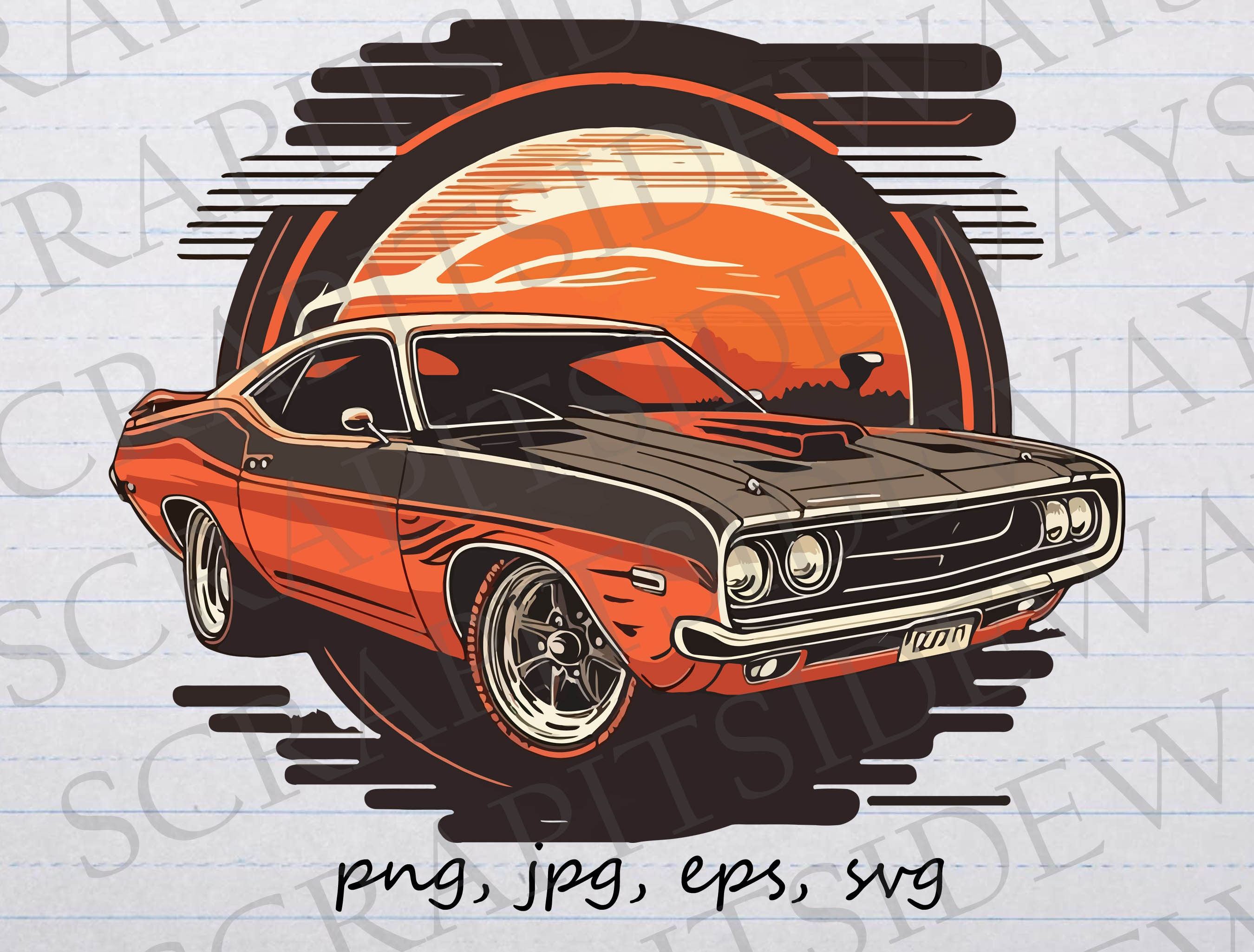 Wallpaper #x6eqMpMBlSzal8H1Cduk41 Retro Muscle Car Clipart Vector Graphic Svg Png Jpg Eps Etsy Canada