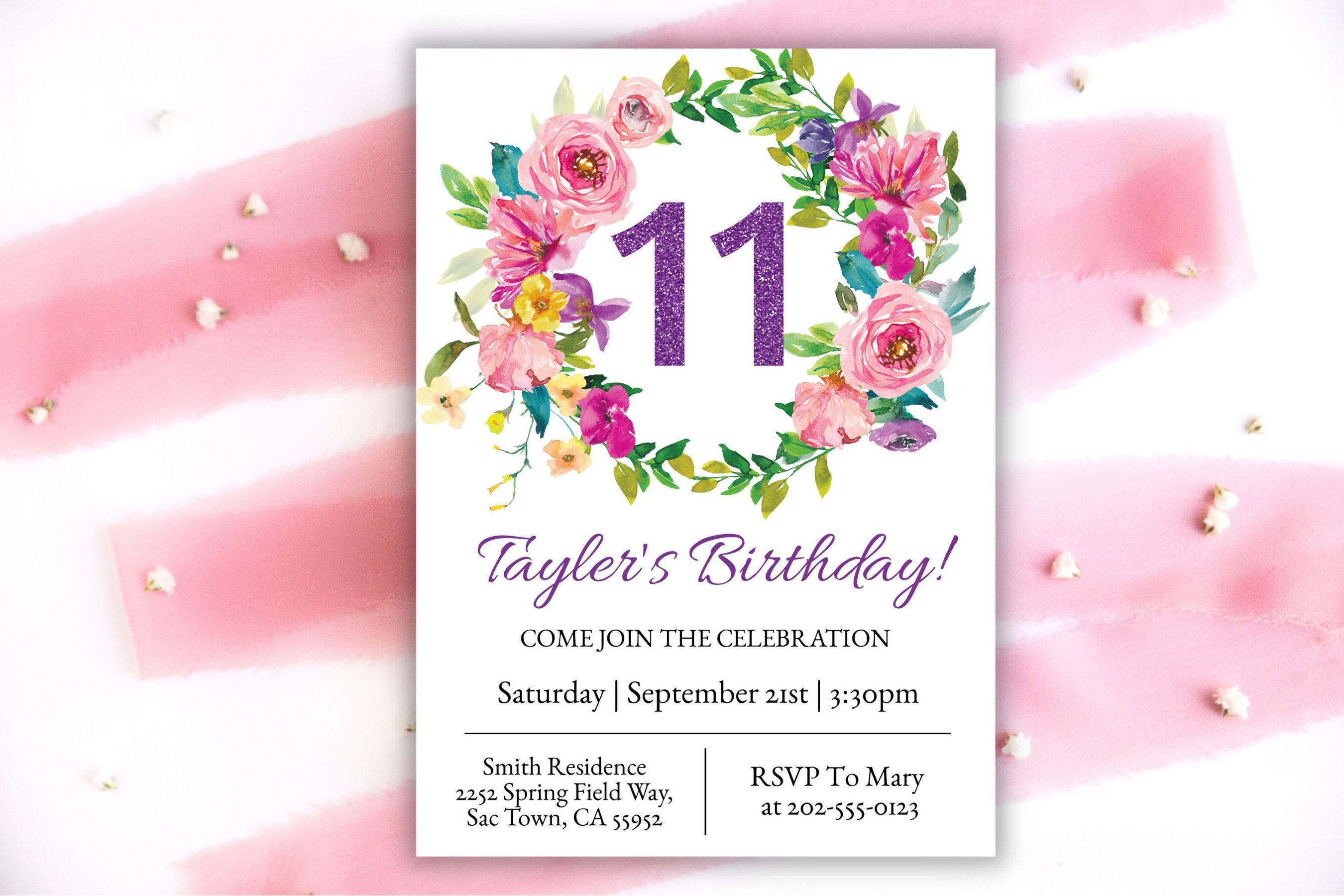 Wallpaper #9afa6 11th Birthday Invitation Templates