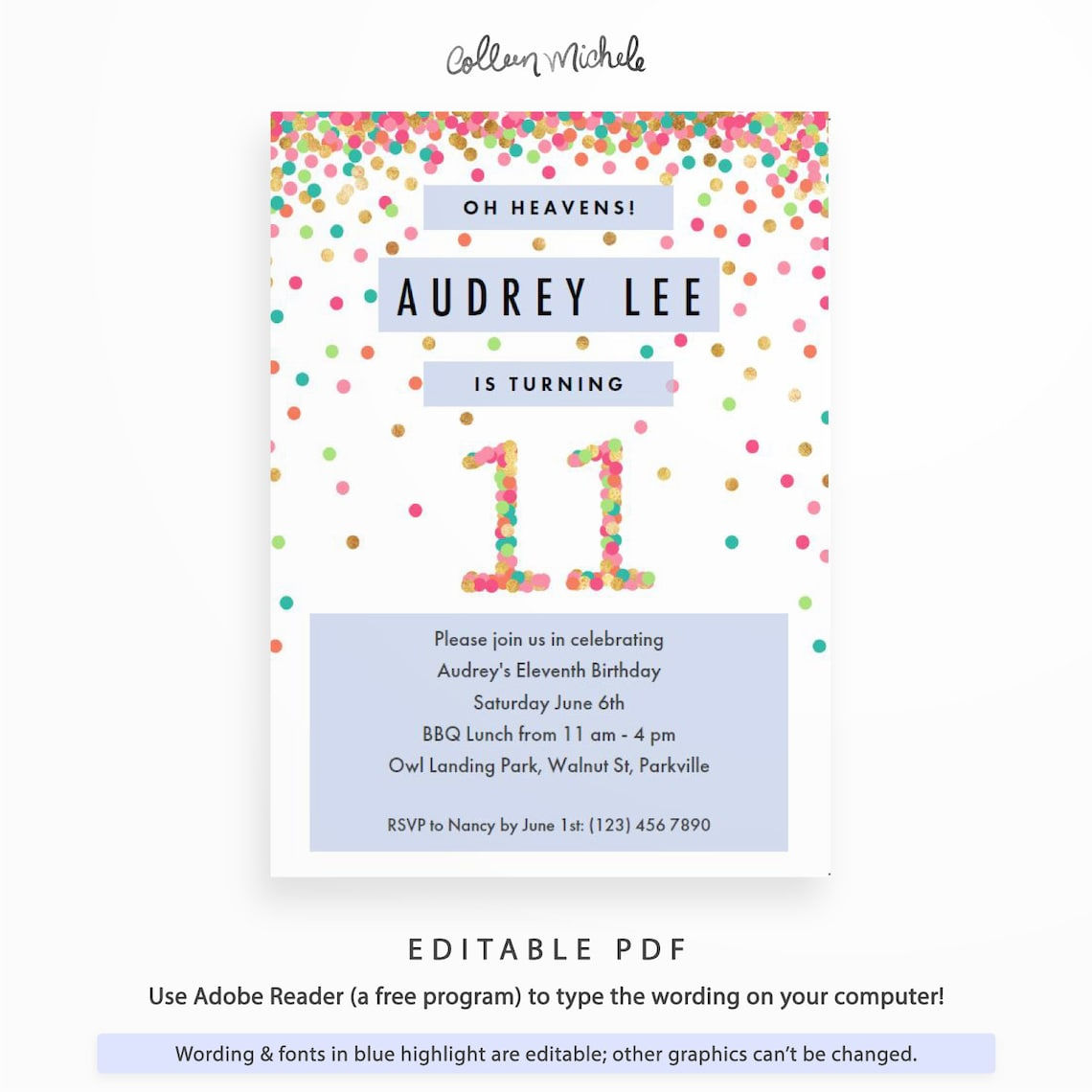 Wallpaper #9afa6 11th Birthday Invitation Templates