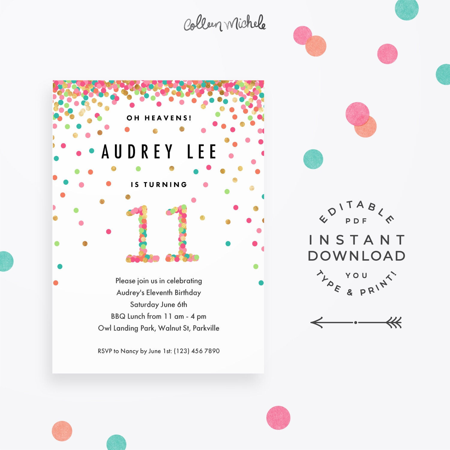 Wallpaper #9afa6 11th Birthday Invitation Templates