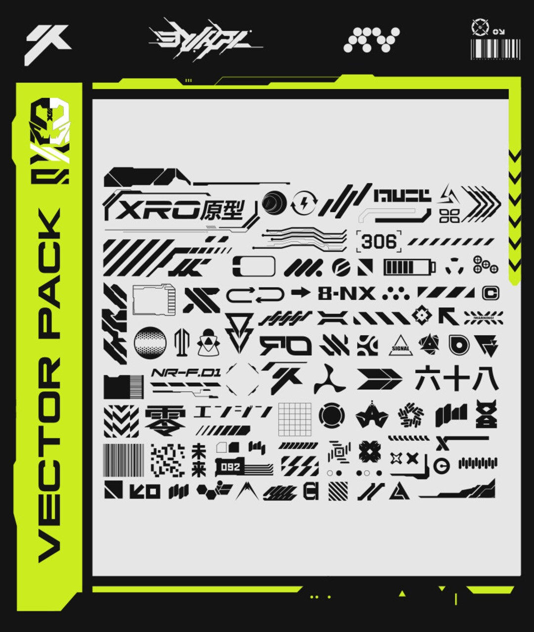 Wallpaper #1nM9g44BFI5NbQksxhlQ18 100 Techwear Decal Elements Cyberpunk Logos Icons Vector Etsy