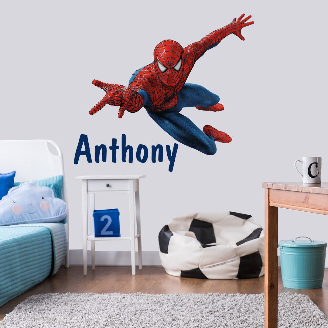Wallpaper #F31U8Y4Bnwiau_P6xglN49 Spiderman Wall Decal with Name for Boys Room Superhero Personalized