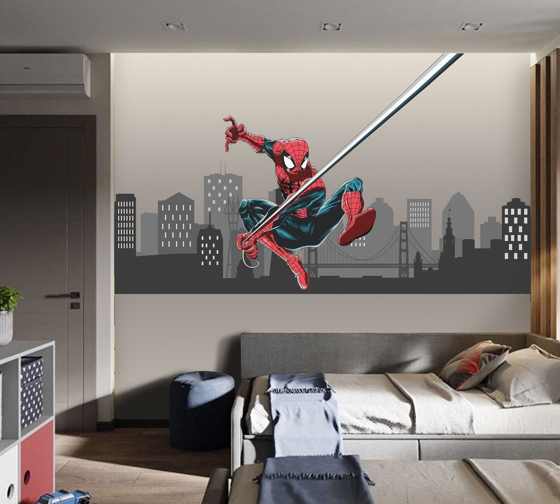 Wallpaper #F31U8Y4Bnwiau_P6xglN56 Spiderman Wall Decal New York Wallpaper Marvel Wall Mural for Etsy